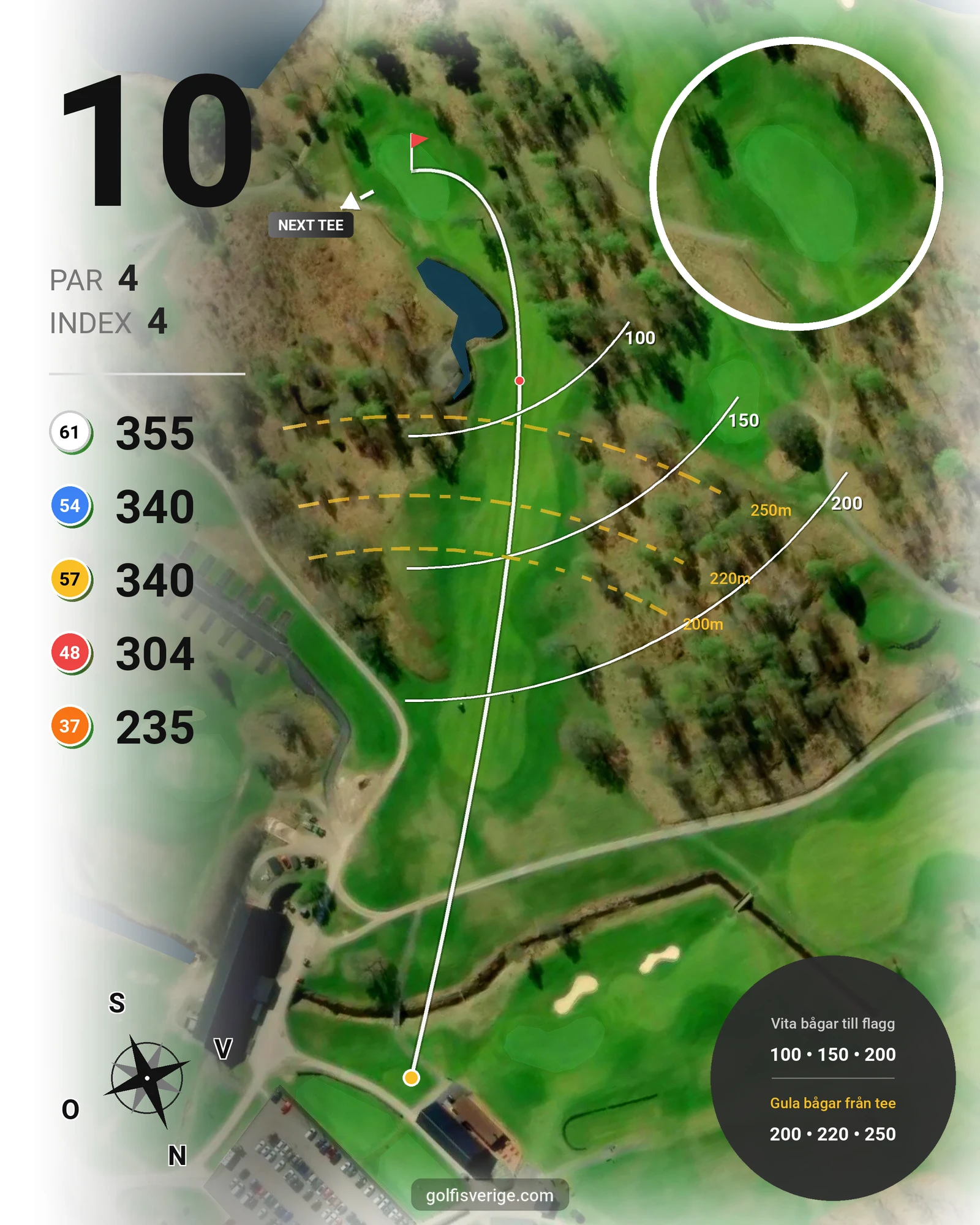 Banguide 18-hålsbanan på Vreta Kloster Golfklubb - Hål 10 karta