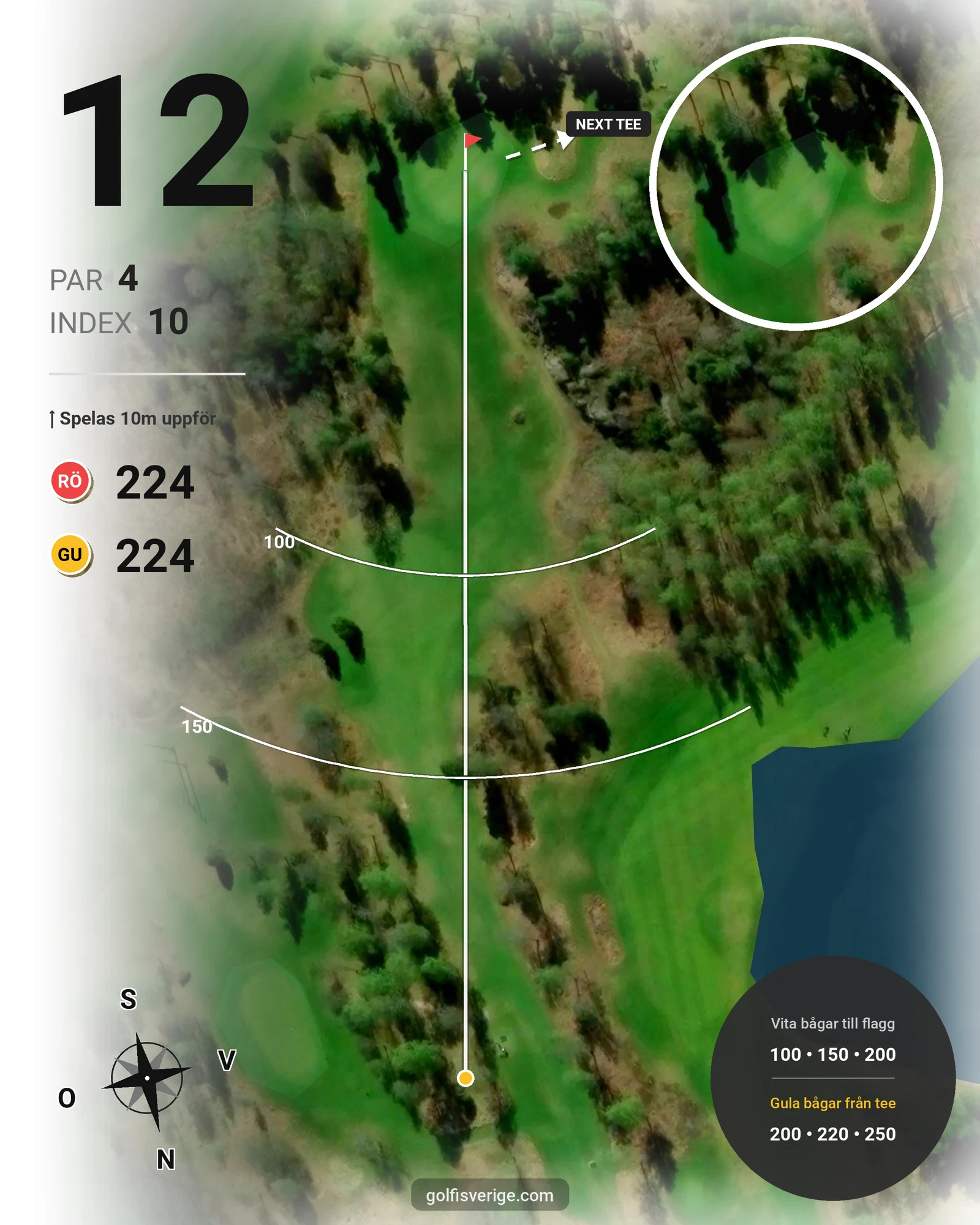 Banguide Pay and play på Vreta Kloster Golfklubb - Hål 12 karta