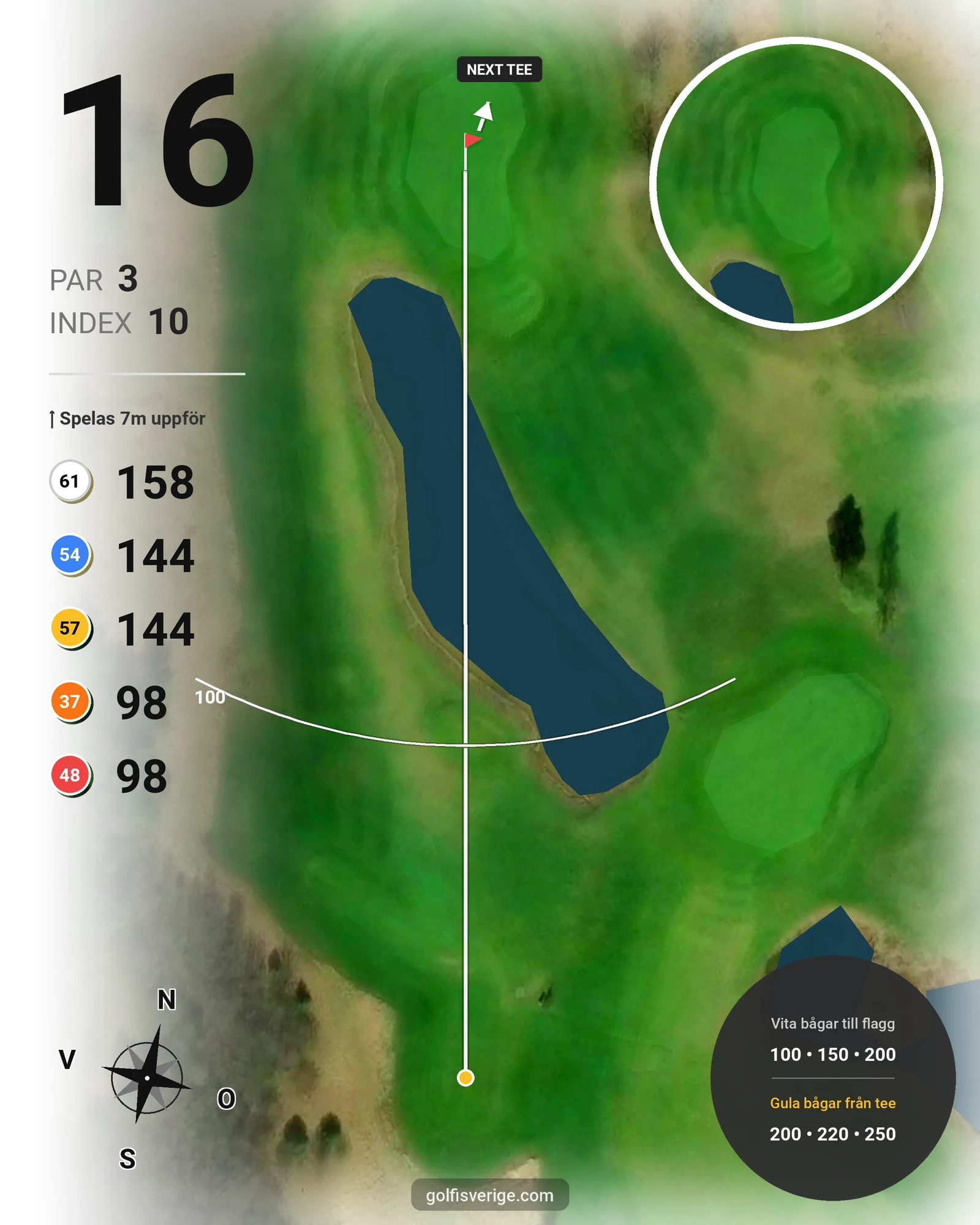 Banguide 18-hålsbanan på Vreta Kloster Golfklubb - Hål 16 karta