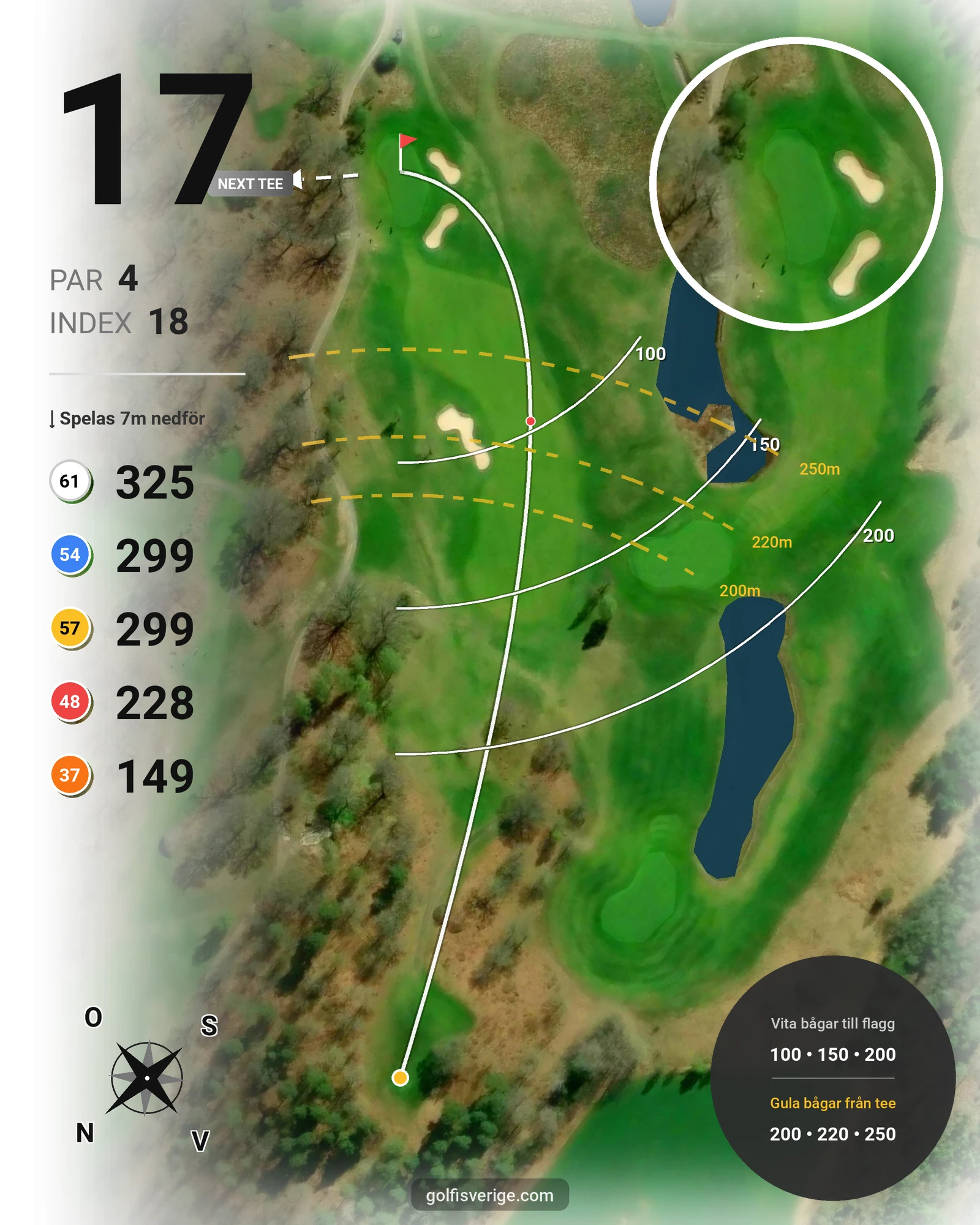 Banguide 18-hålsbanan på Vreta Kloster Golfklubb - Hål 17 karta