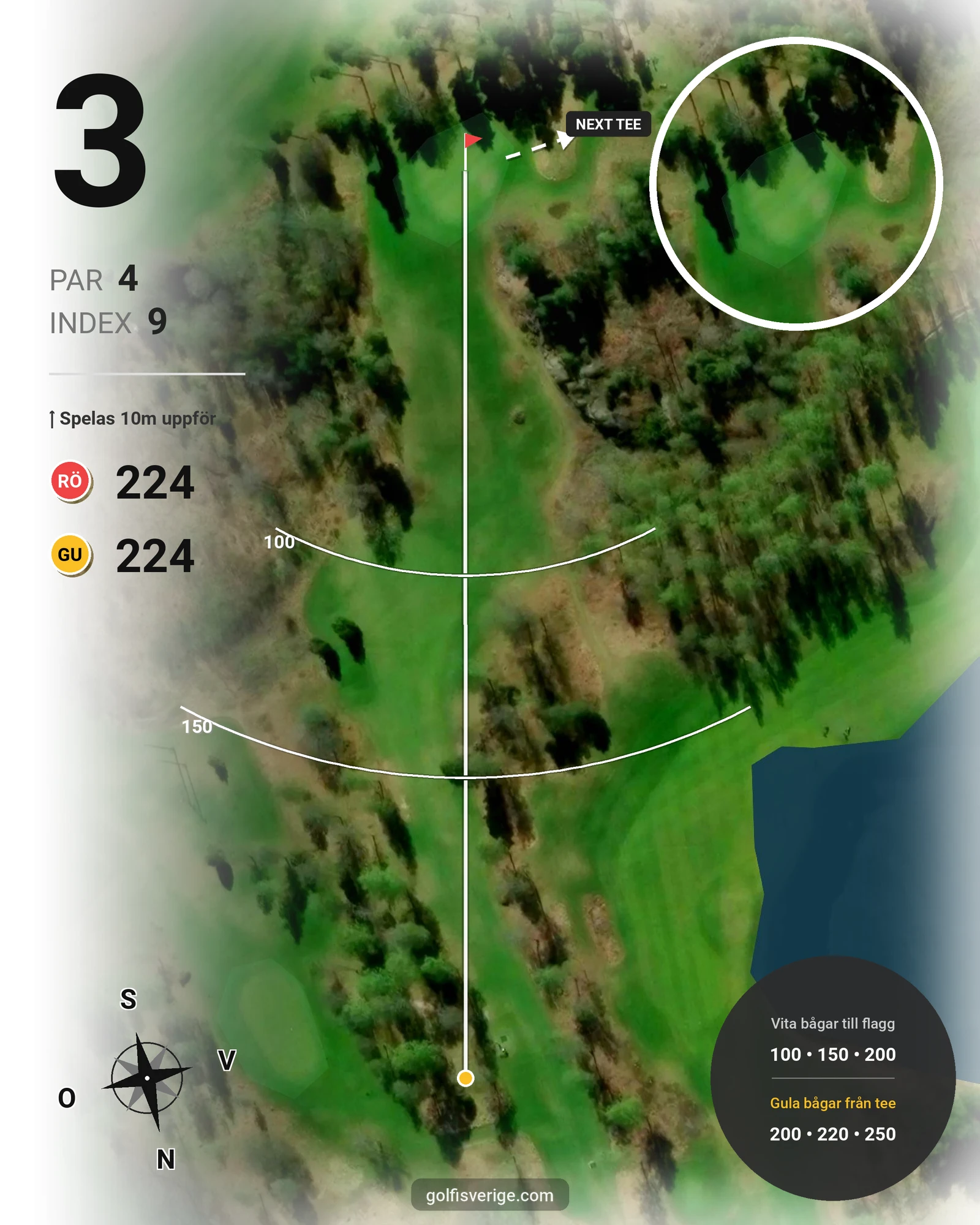Banguide Pay and play på Vreta Kloster Golfklubb - Hål 3 karta