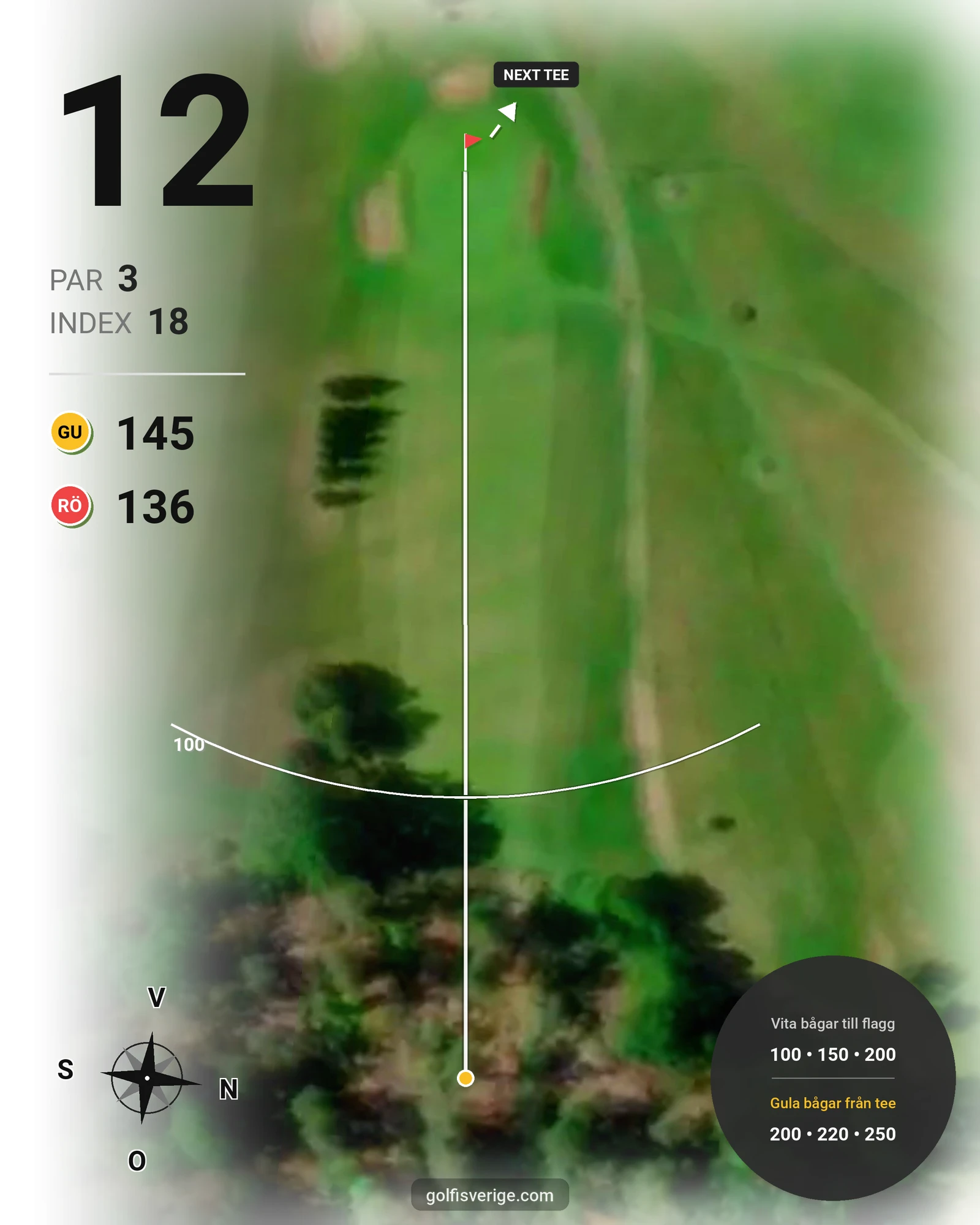 Banguide Waldemarsviks Golfbana hål 12 karta