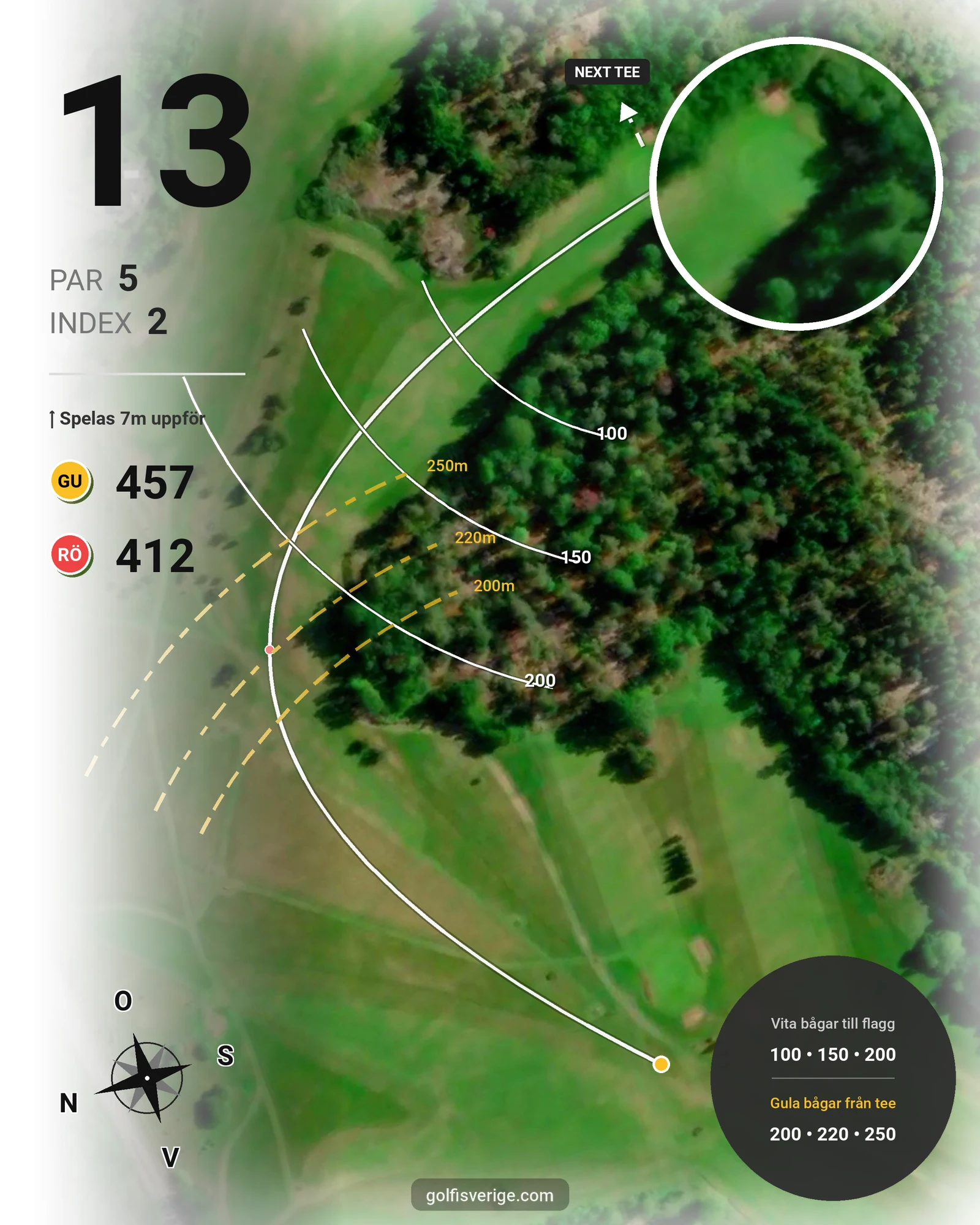 Banguide Waldemarsviks Golfbana hål 13 karta