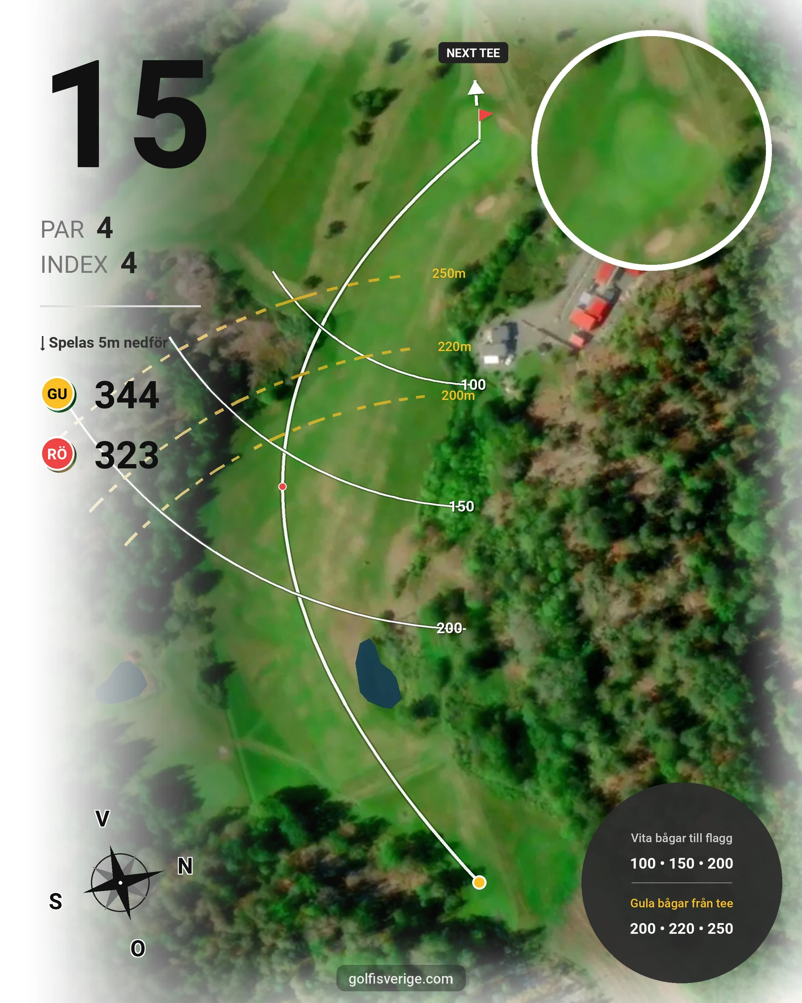 Banguide Waldemarsviks Golfbana hål 15 karta