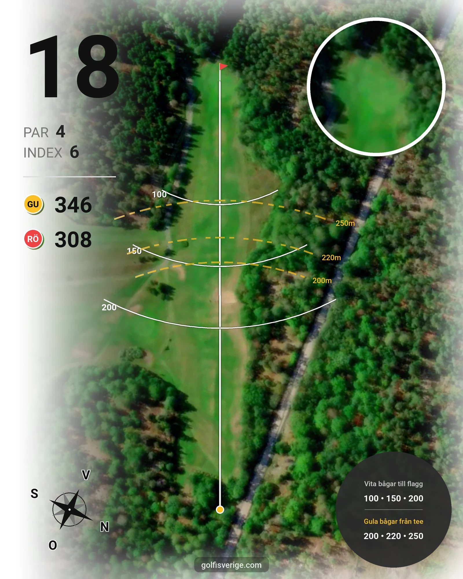 Banguide Waldemarsviks Golfbana hål 18 karta