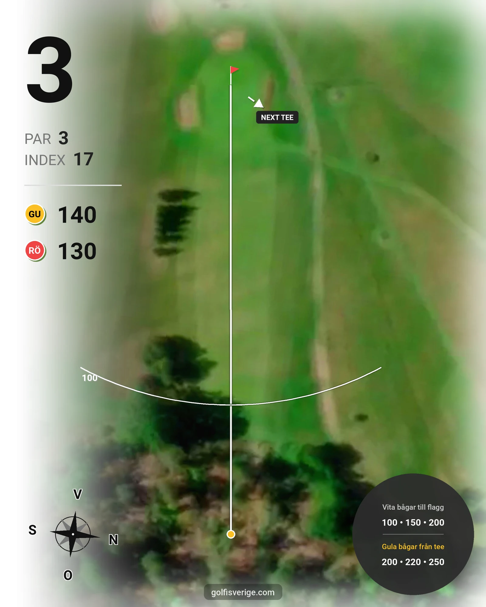 Banguide Waldemarsviks Golfbana hål 3 karta