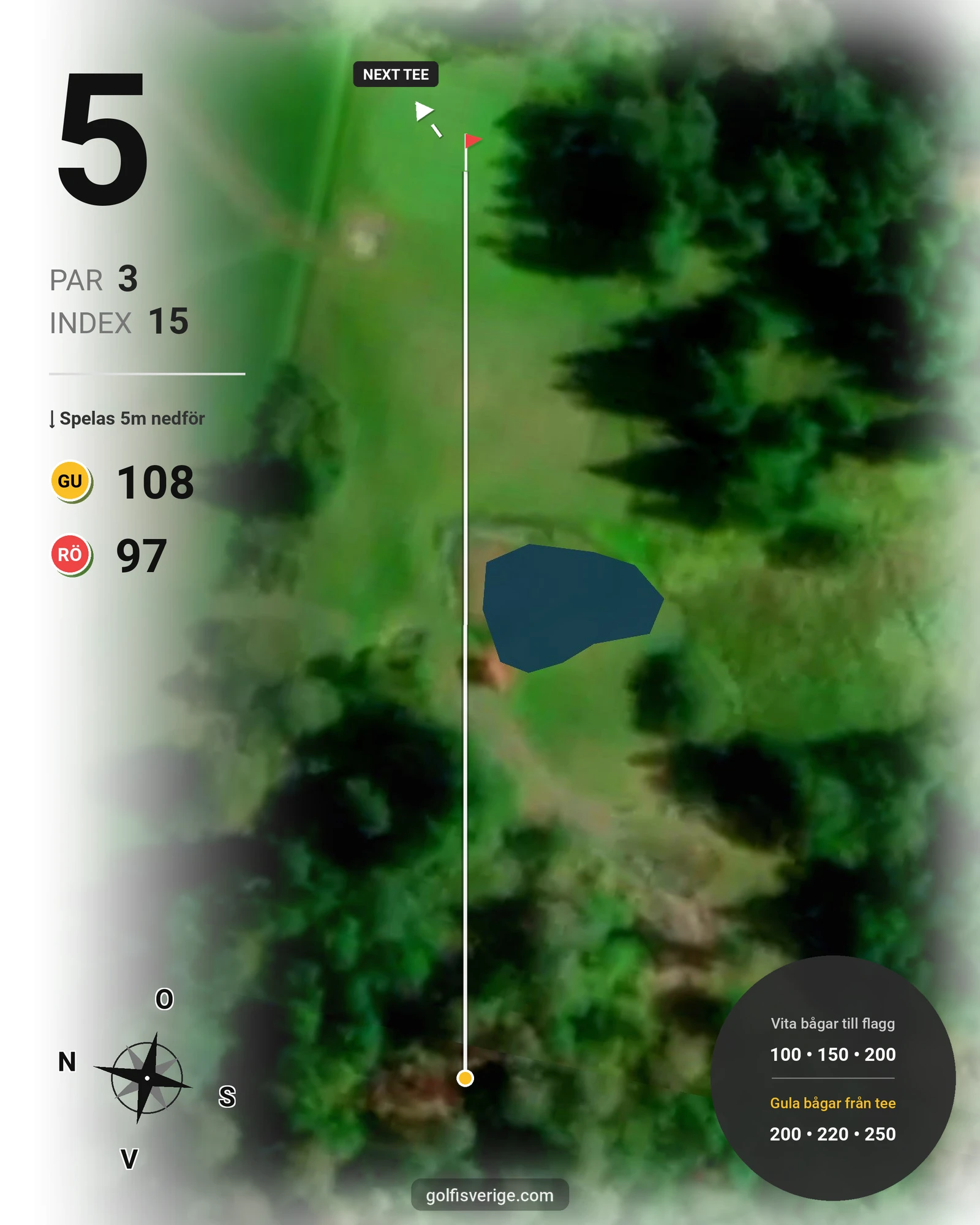 Banguide Waldemarsviks Golfbana hål 5 karta