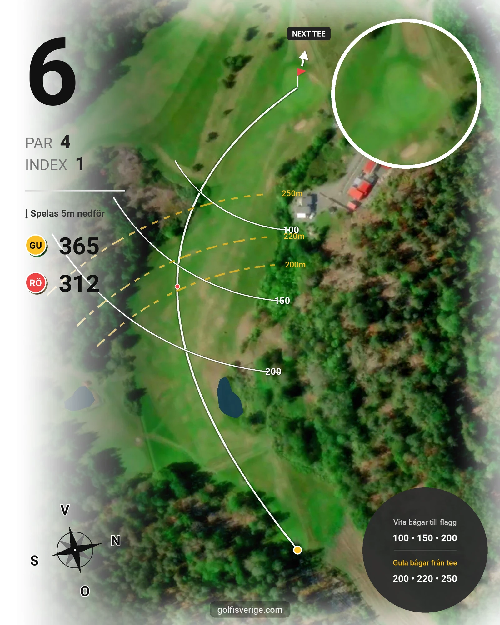 Banguide Waldemarsviks Golfbana hål 6 karta