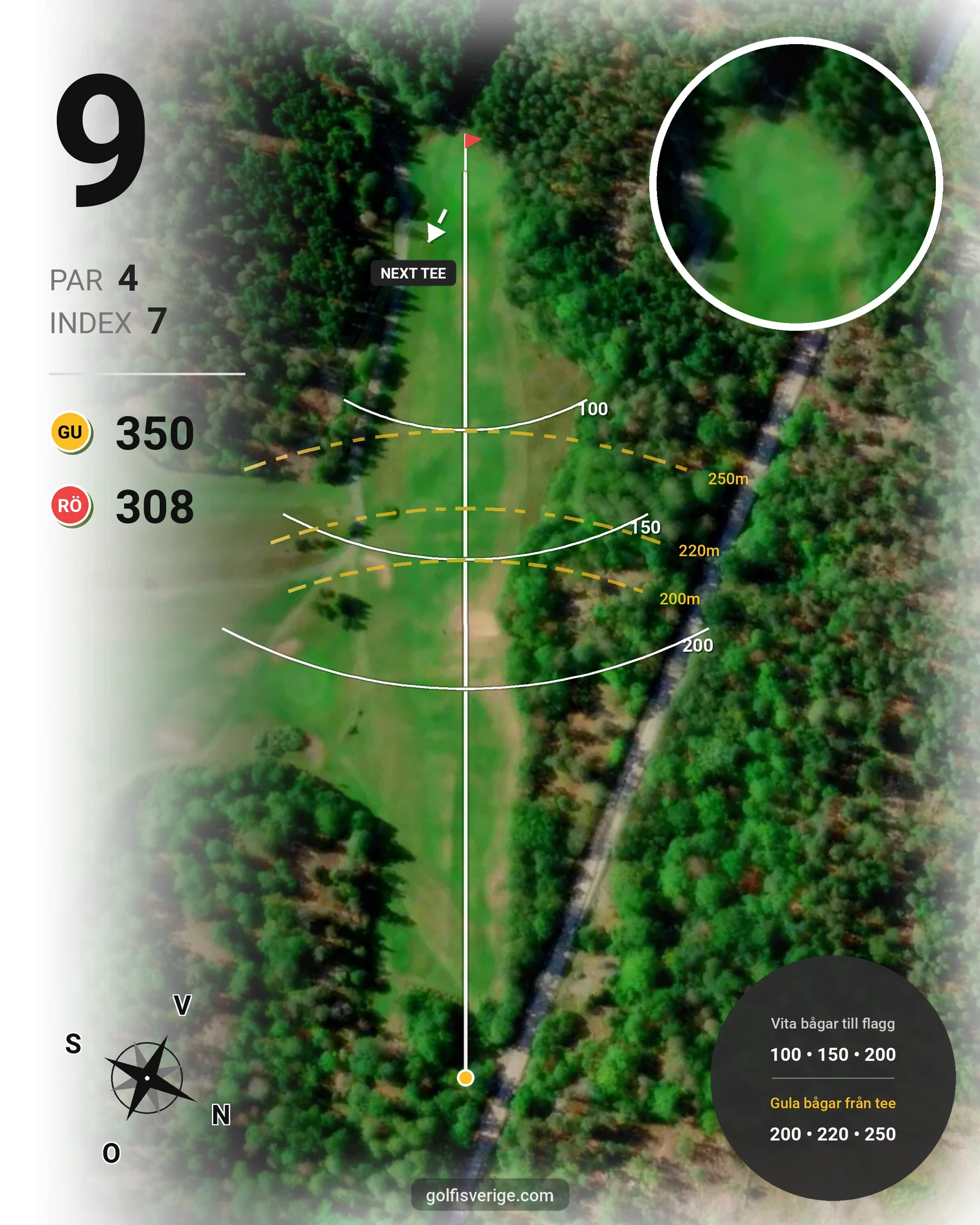 Banguide Waldemarsviks Golfbana hål 9 karta