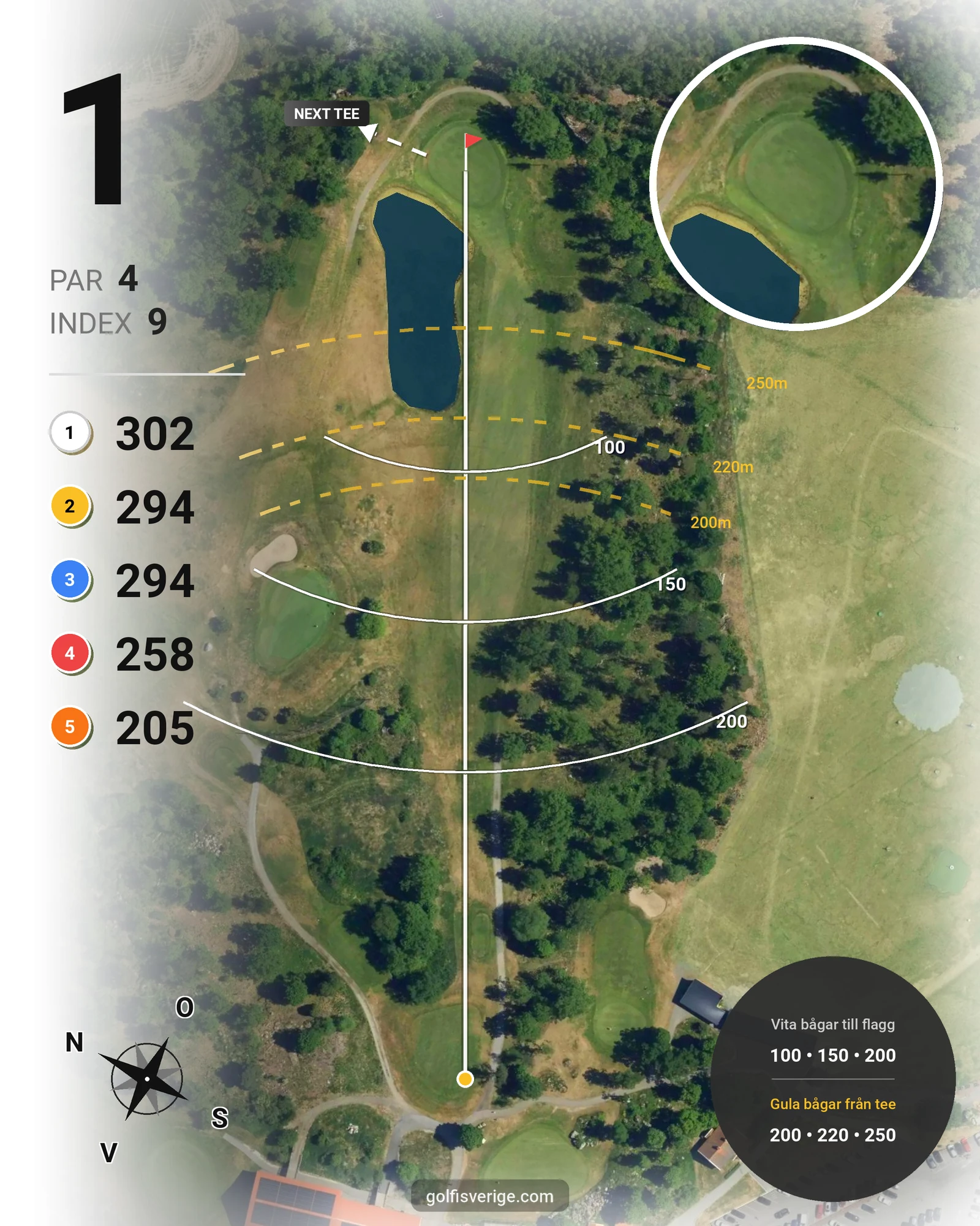 Banguide Nibblebanan på Wäsby Golfklubb - Hål 1 karta