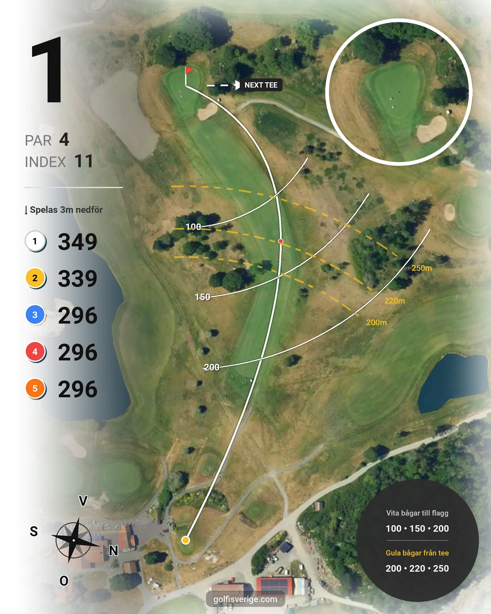 Banguide John Deerebanan på Wäsby Golfklubb - Hål 1 karta