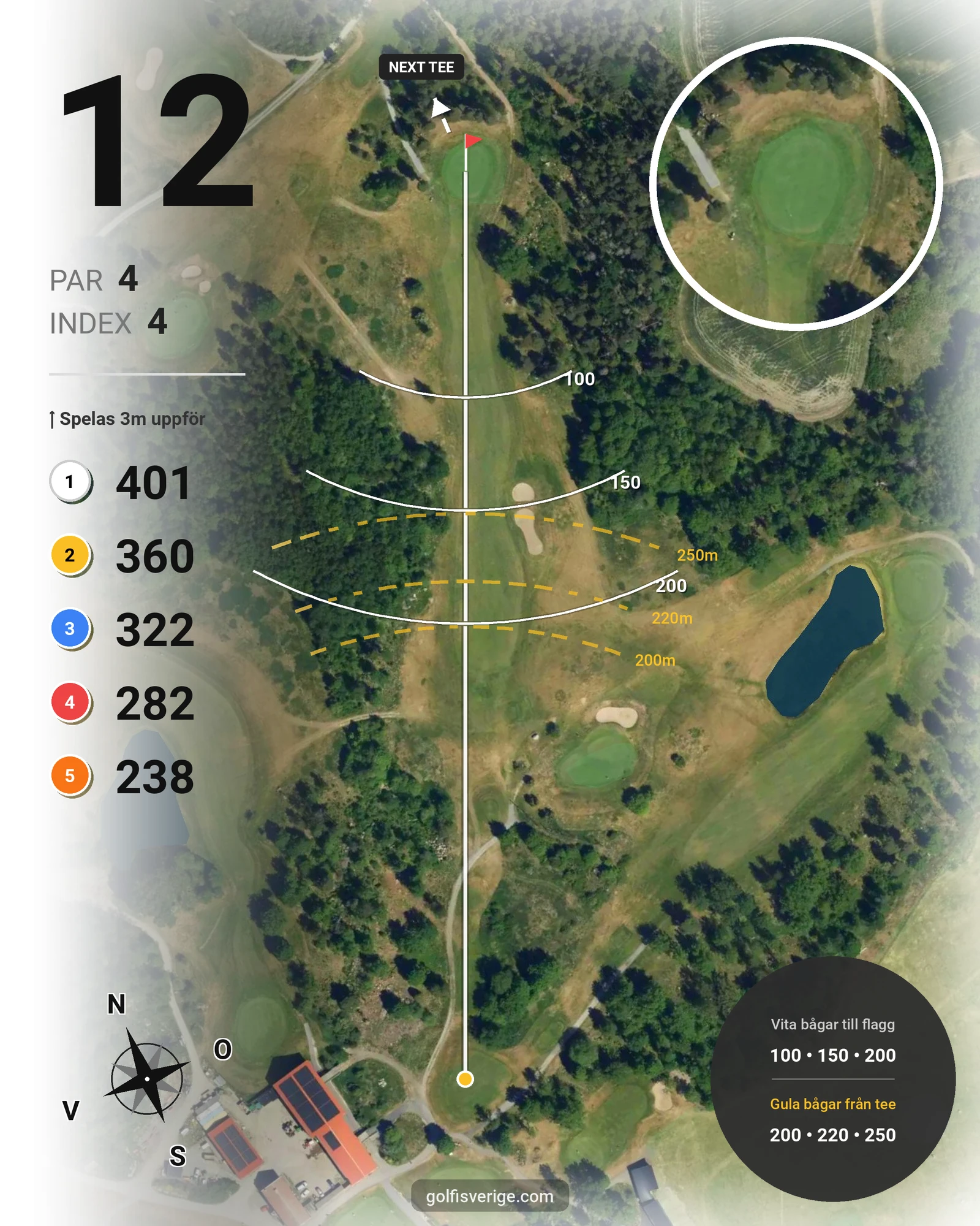 Banguide Nibblebanan på Wäsby Golfklubb - Hål 12 karta