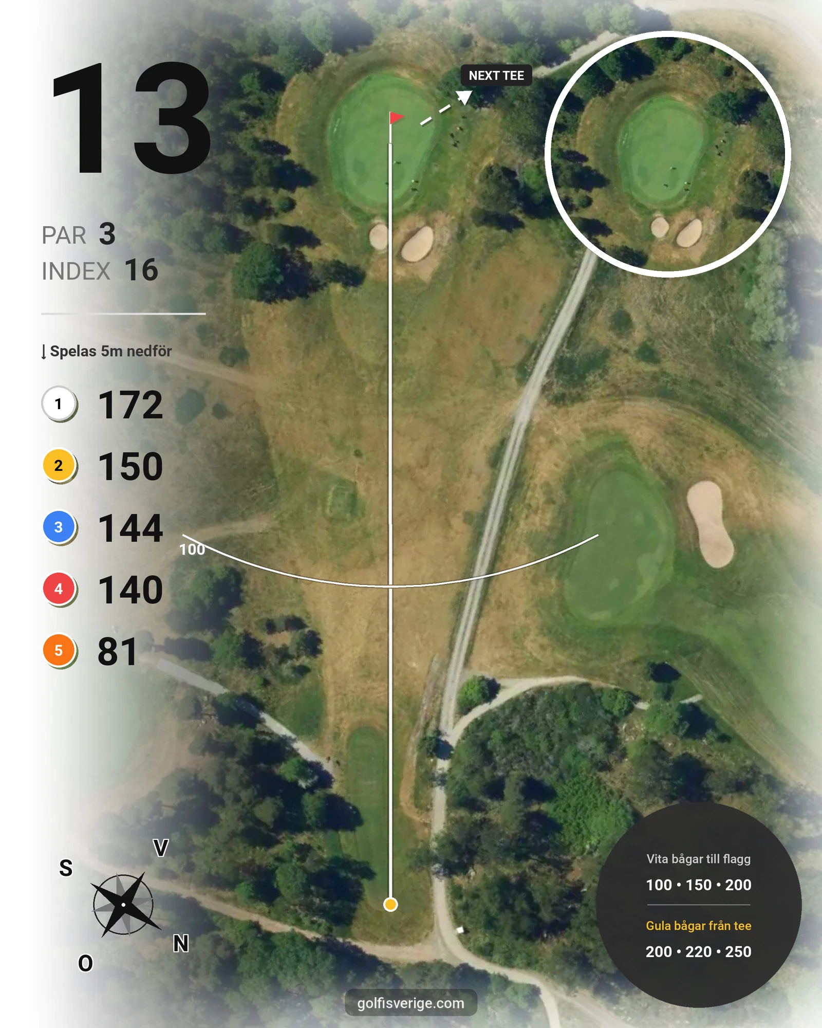 Banguide Nibblebanan på Wäsby Golfklubb - Hål 13 karta