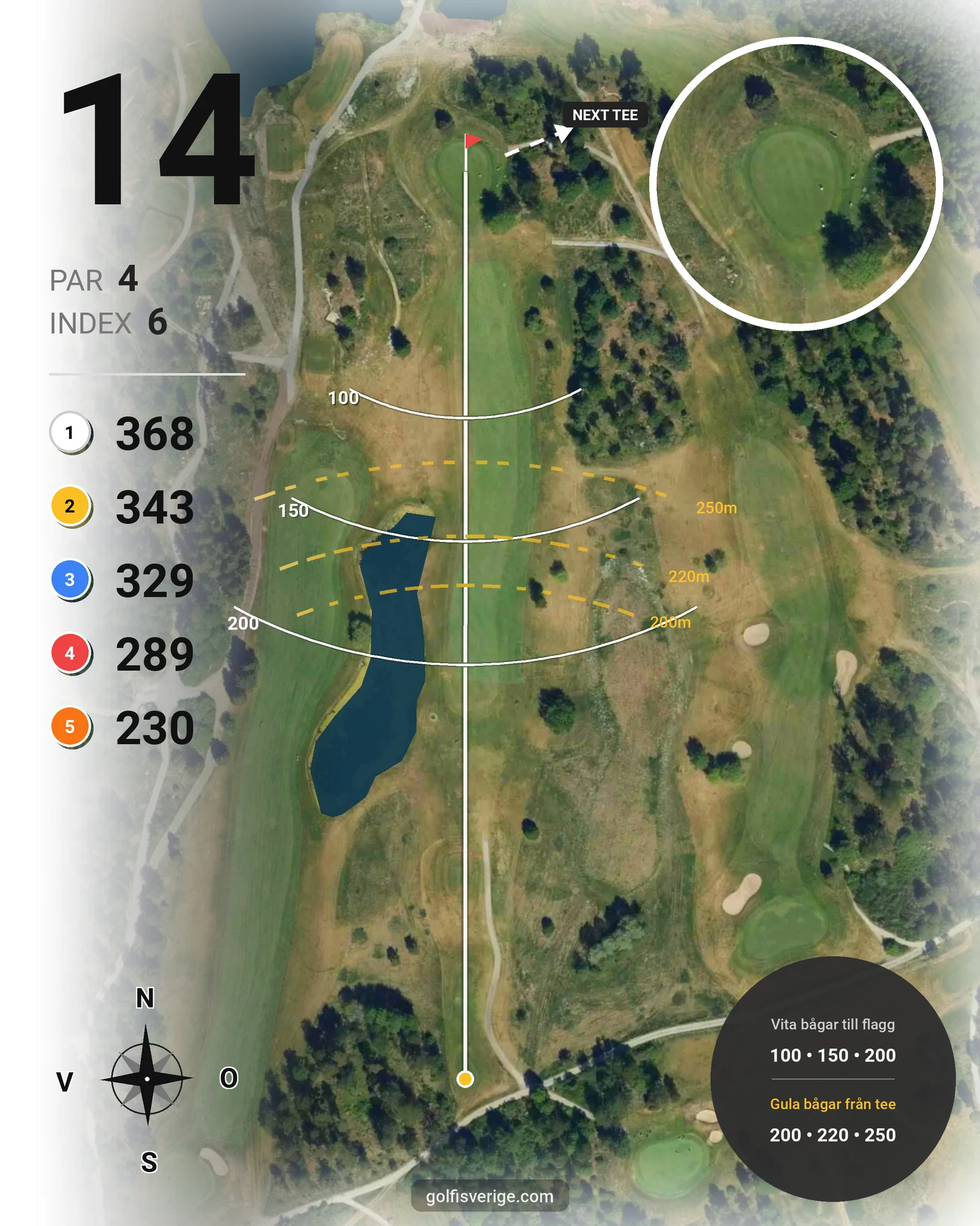 Banguide Nibblebanan på Wäsby Golfklubb - Hål 14 karta