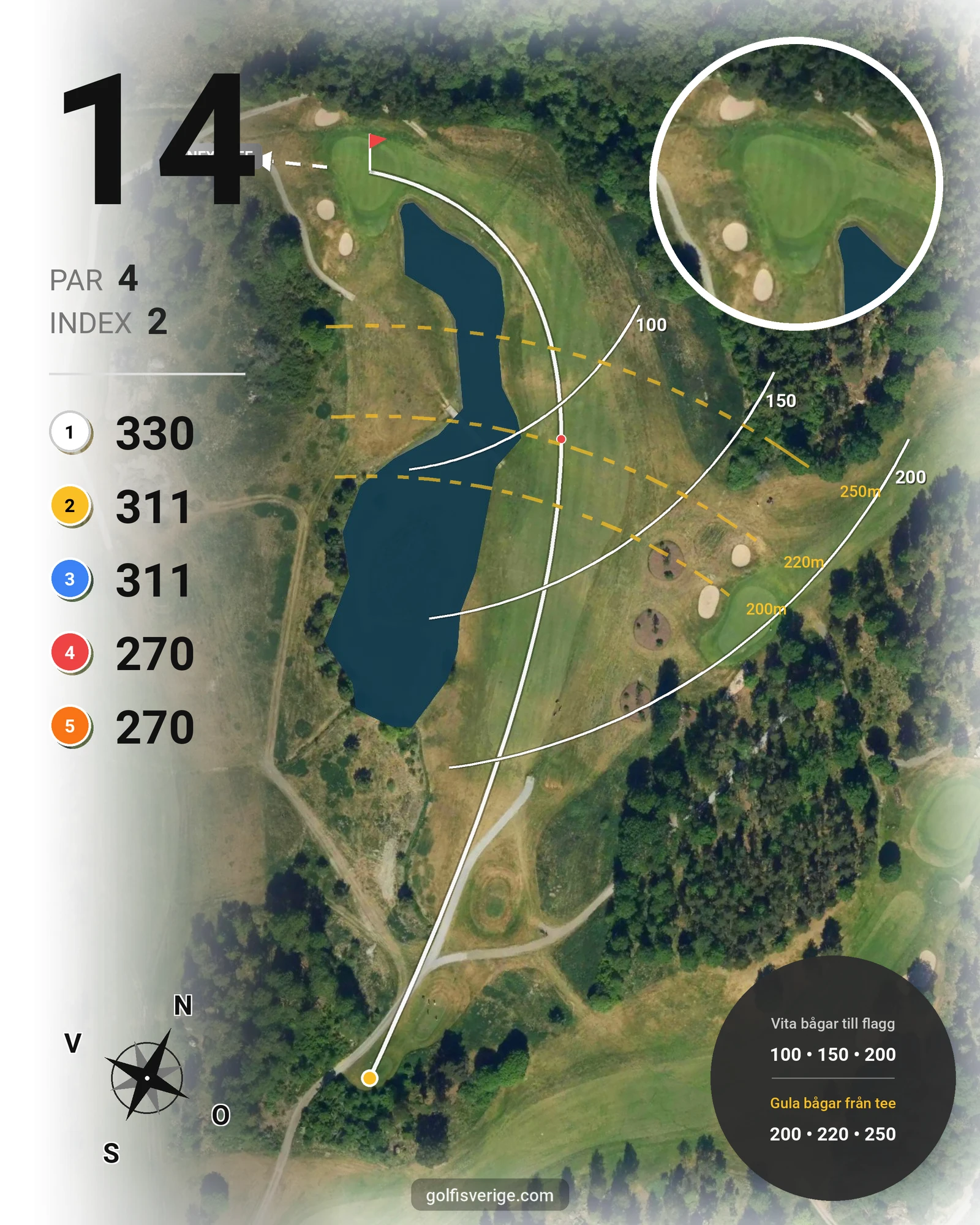Banguide John Deerebanan på Wäsby Golfklubb - Hål 14 karta