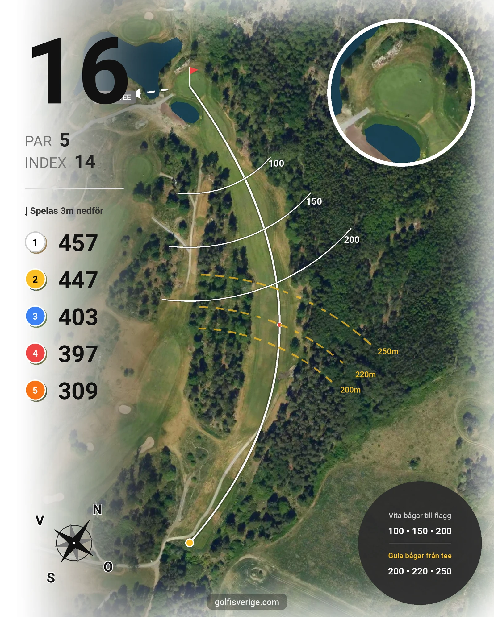 Banguide Nibblebanan på Wäsby Golfklubb - Hål 16 karta