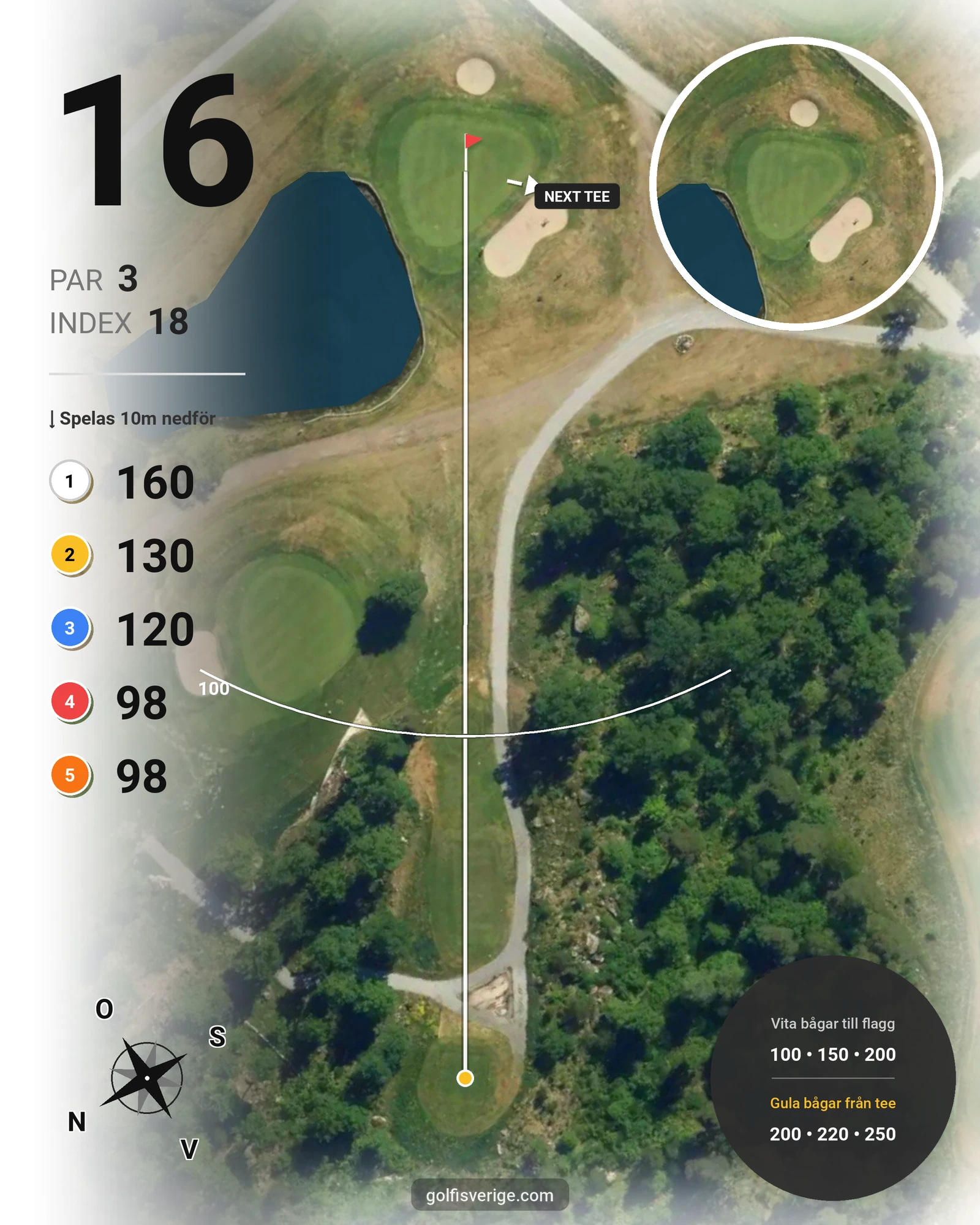 Banguide John Deerebanan på Wäsby Golfklubb - Hål 16 karta