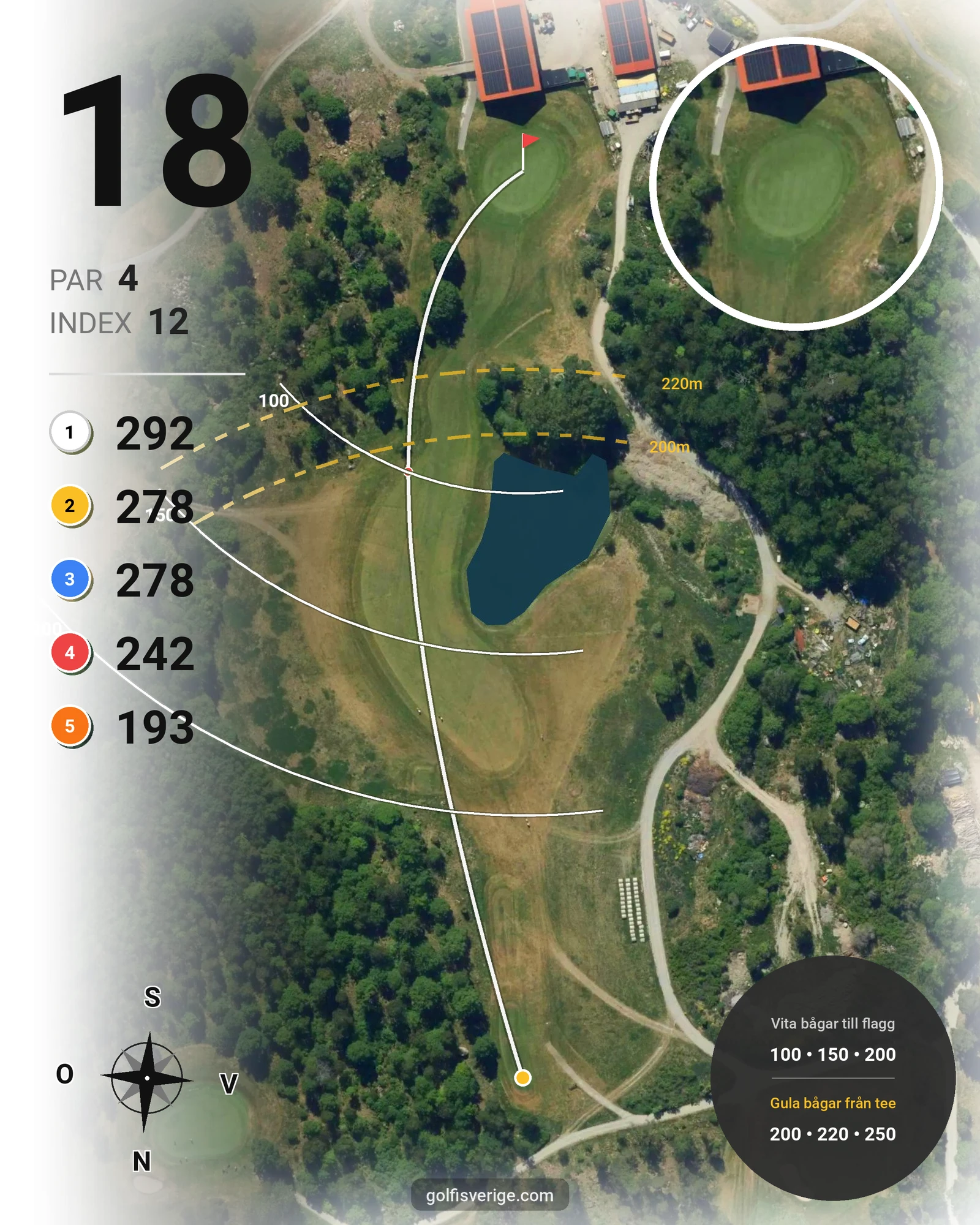 Banguide Nibblebanan på Wäsby Golfklubb - Hål 18 karta