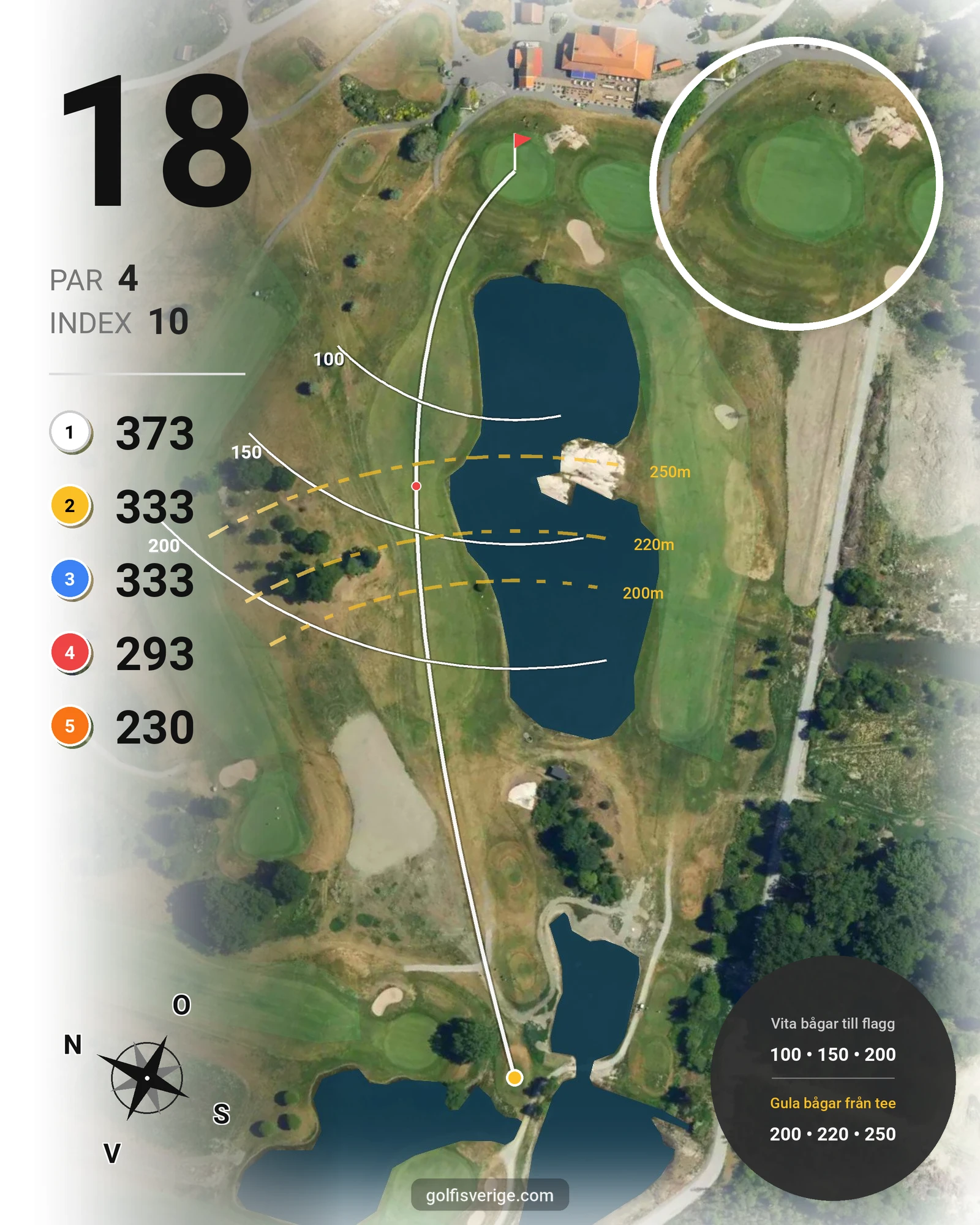 Banguide John Deerebanan på Wäsby Golfklubb - Hål 18 karta