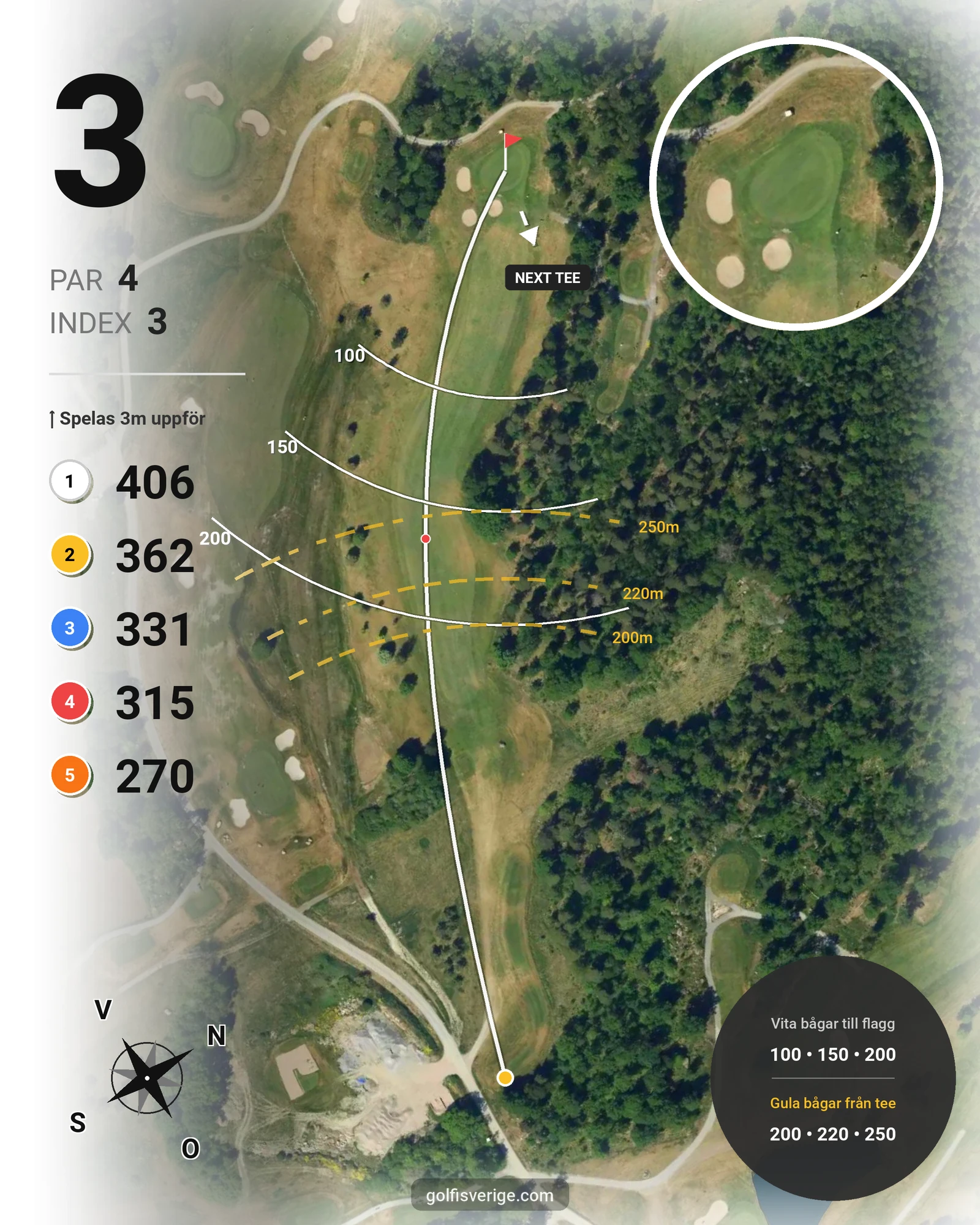 Banguide John Deerebanan på Wäsby Golfklubb - Hål 3 karta
