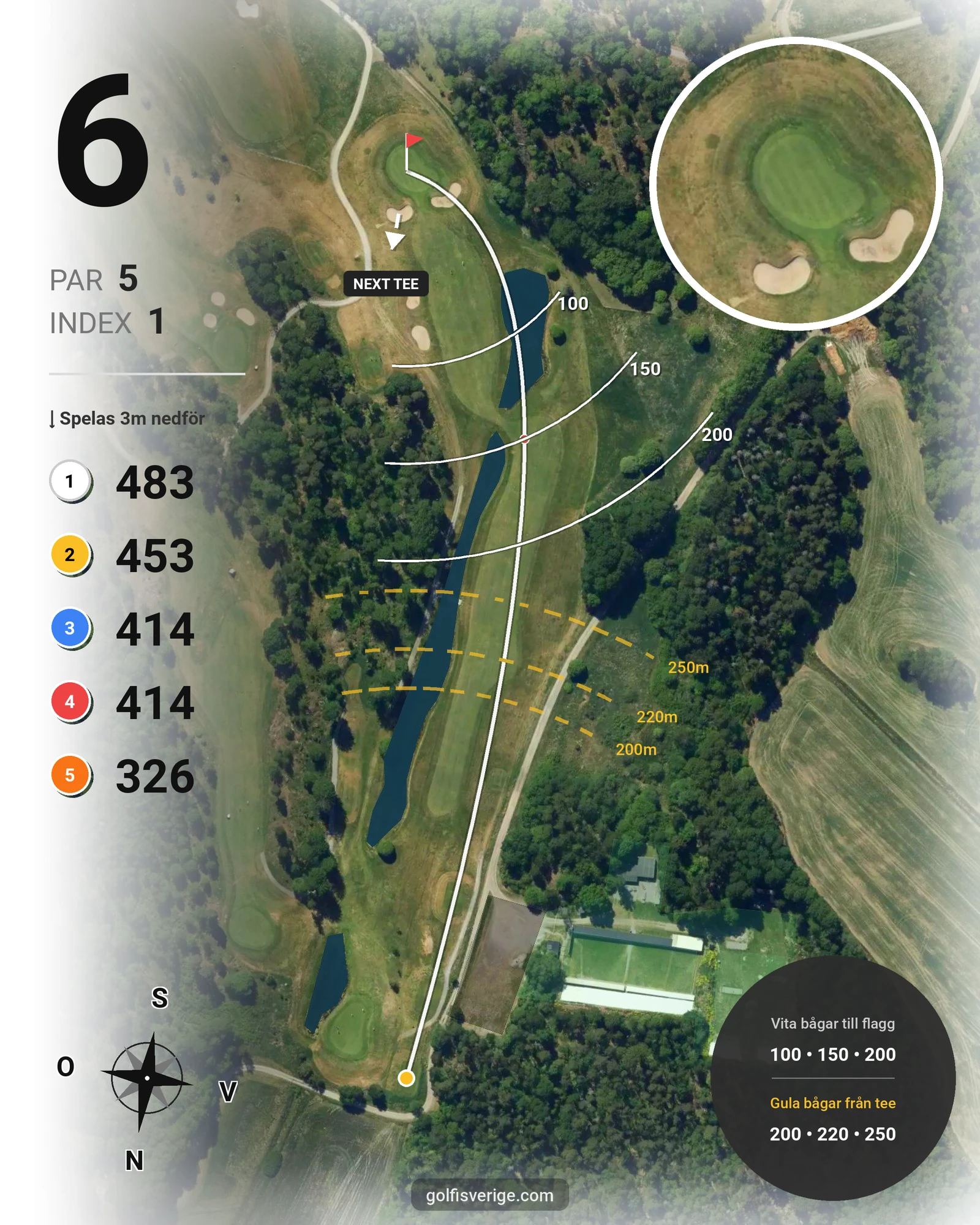 Banguide John Deerebanan på Wäsby Golfklubb - Hål 6 karta
