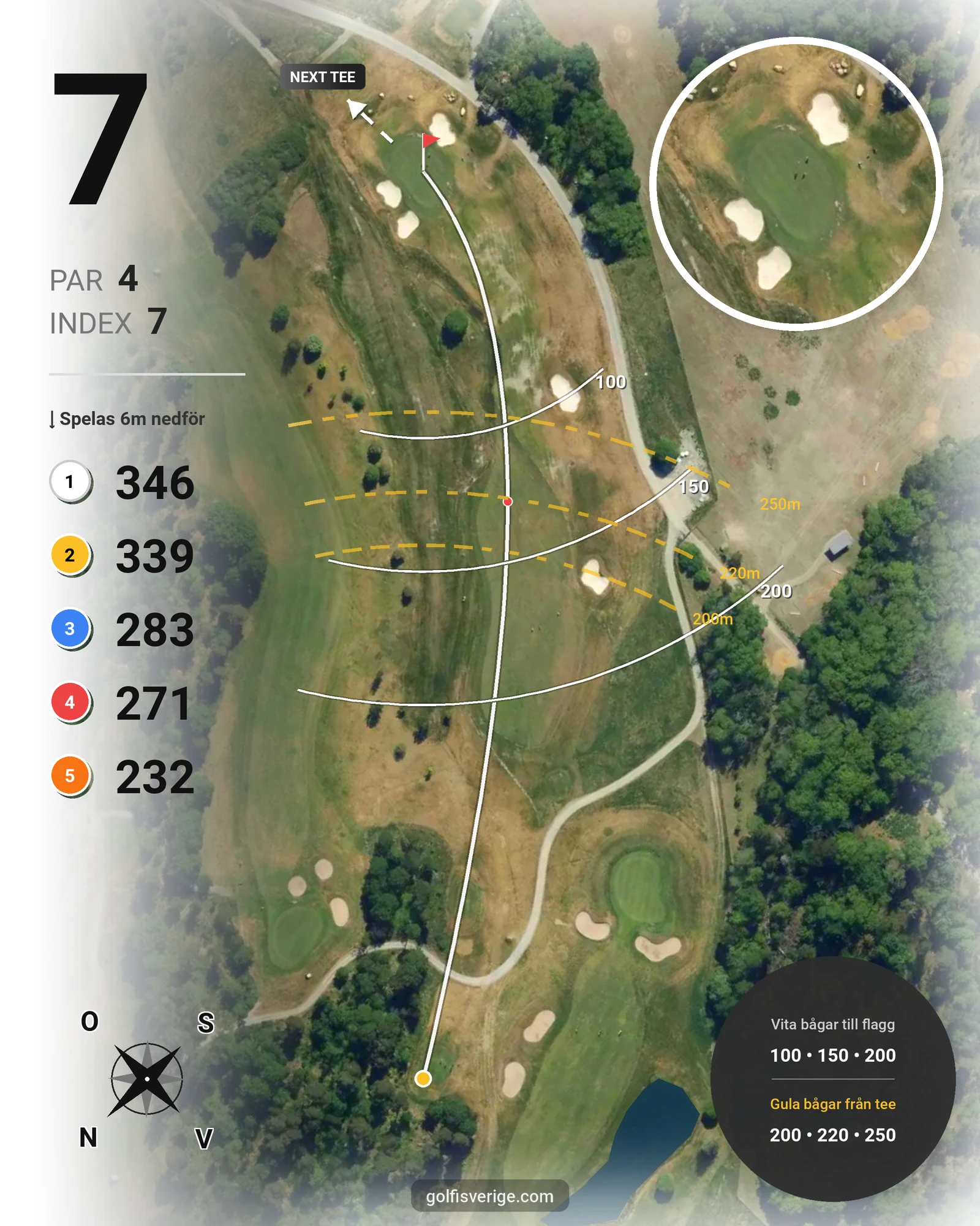 Banguide John Deerebanan på Wäsby Golfklubb - Hål 7 karta