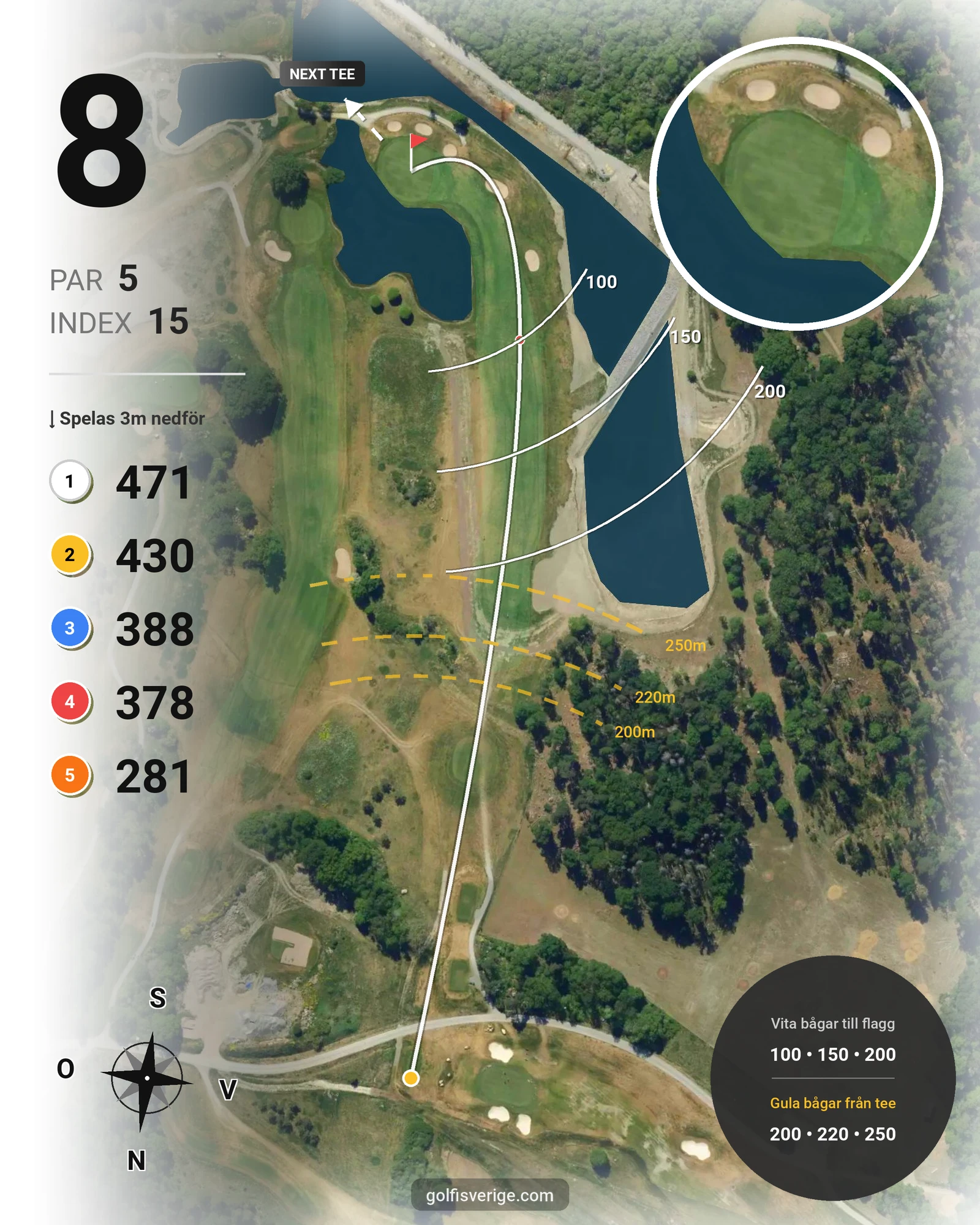 Banguide John Deerebanan på Wäsby Golfklubb - Hål 8 karta