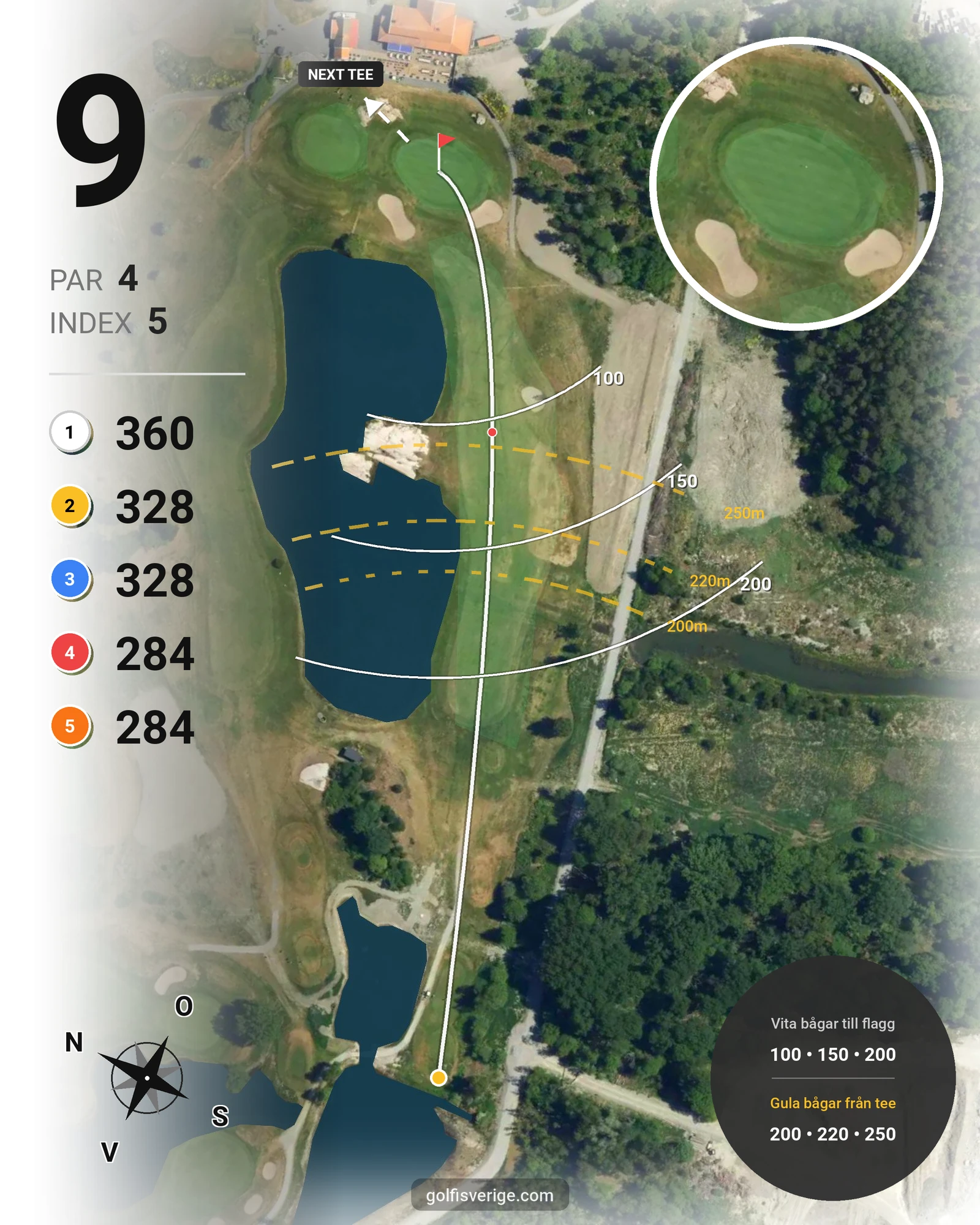 Banguide John Deerebanan på Wäsby Golfklubb - Hål 9 karta