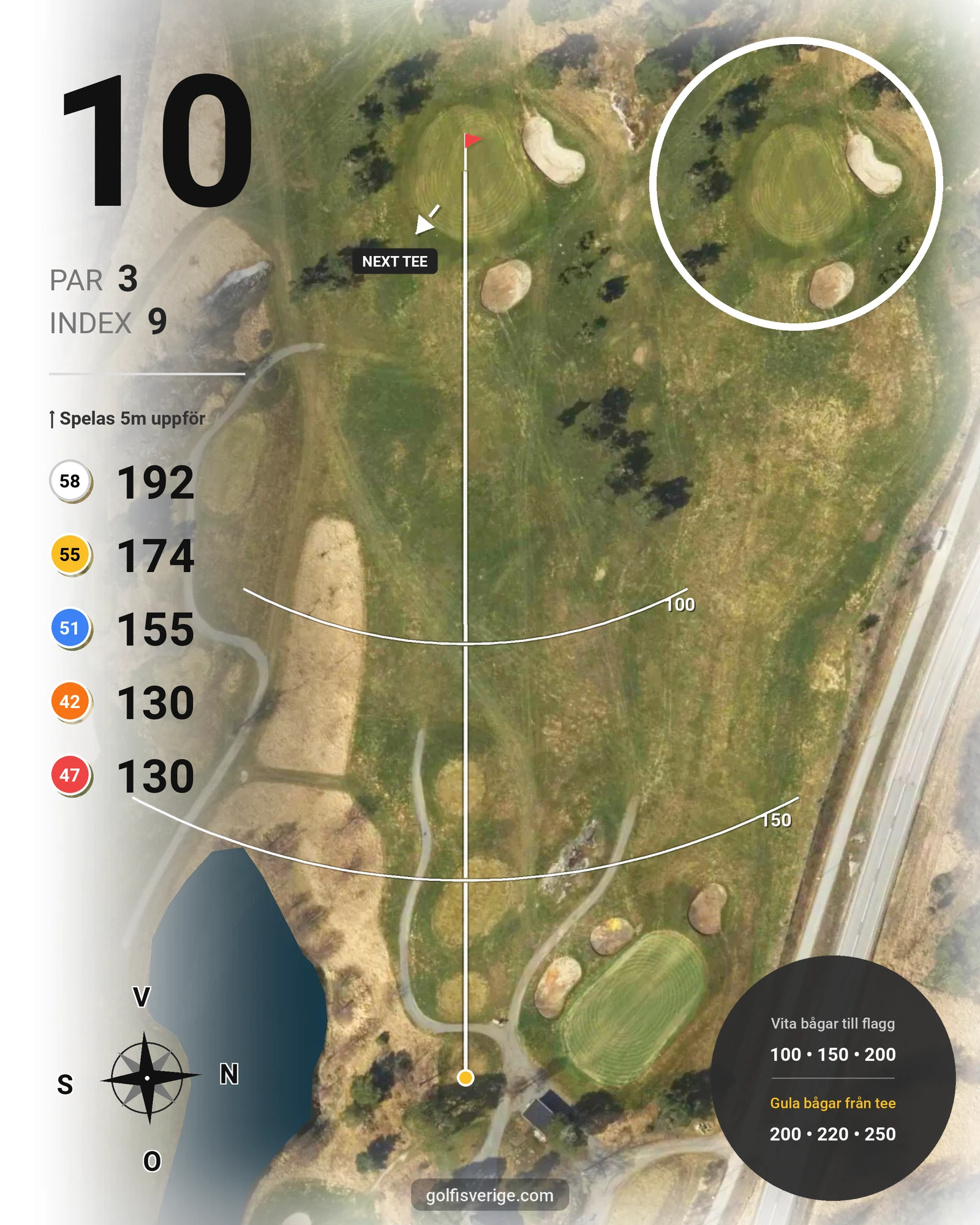 Banguide 18-hålsbanan på Wermdö Golf & Country Club - Hål 10 karta