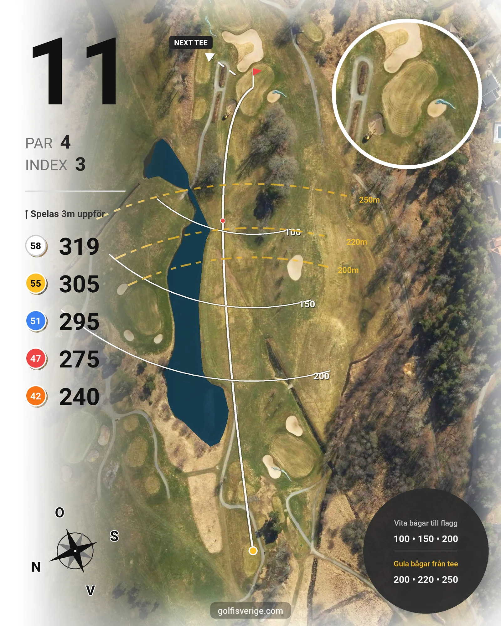 Banguide 18-hålsbanan på Wermdö Golf & Country Club - Hål 11 karta