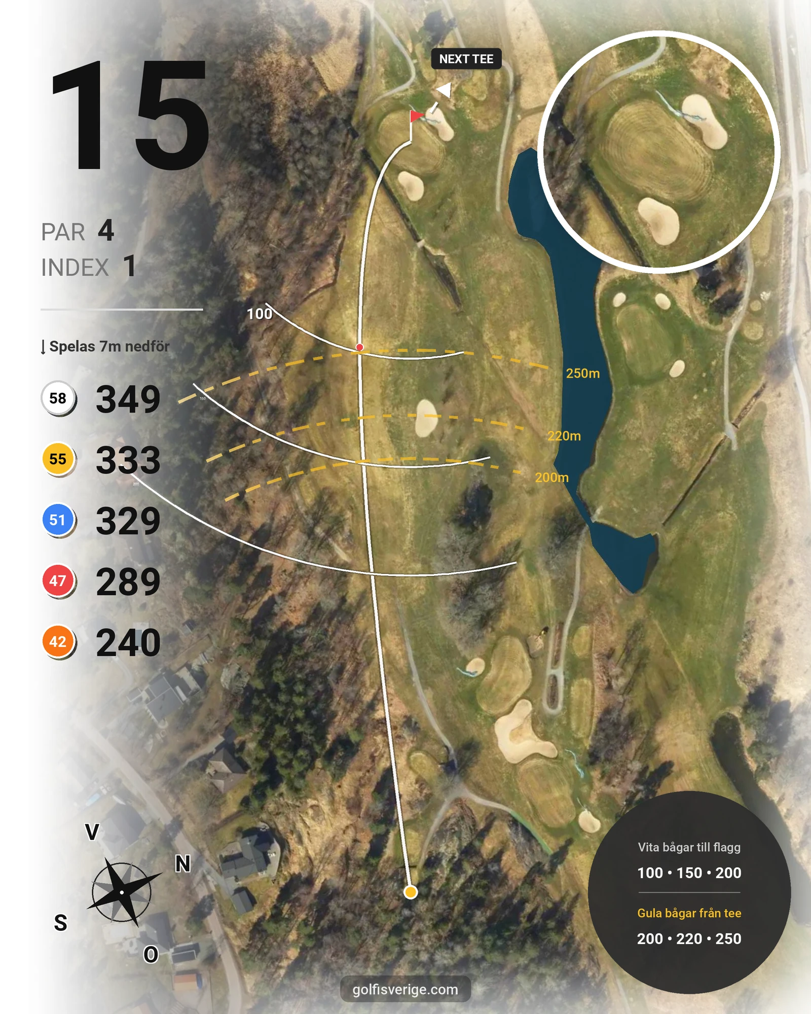 Banguide 18-hålsbanan på Wermdö Golf & Country Club - Hål 15 karta