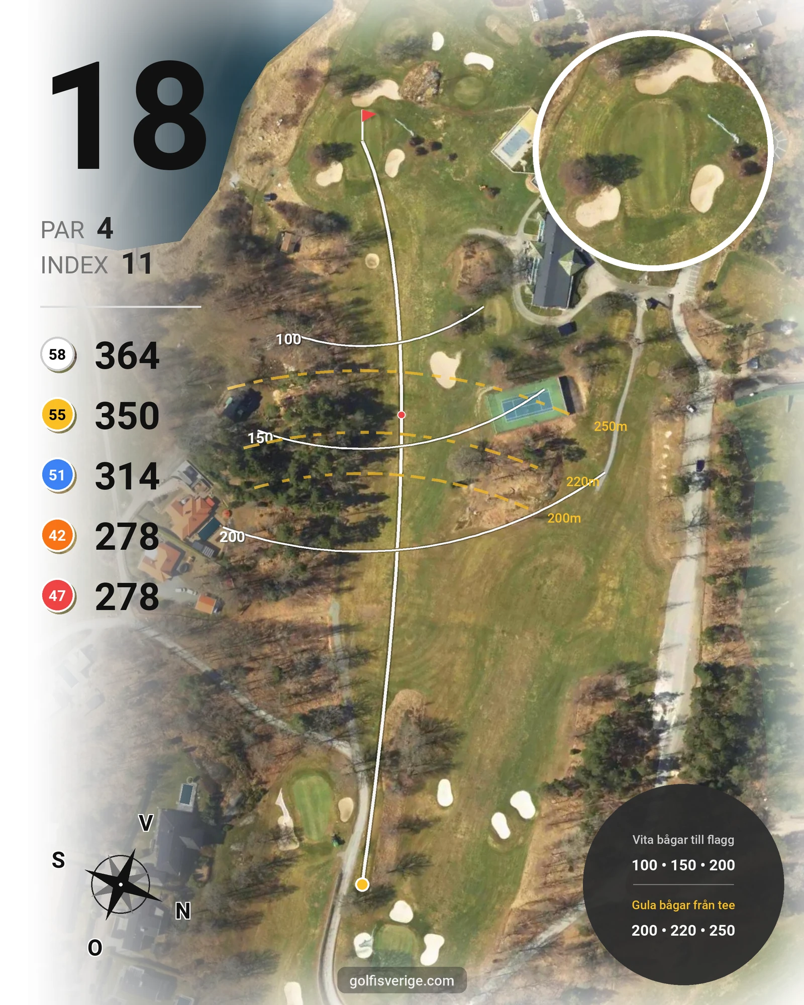 Banguide 18-hålsbanan på Wermdö Golf & Country Club - Hål 18 karta