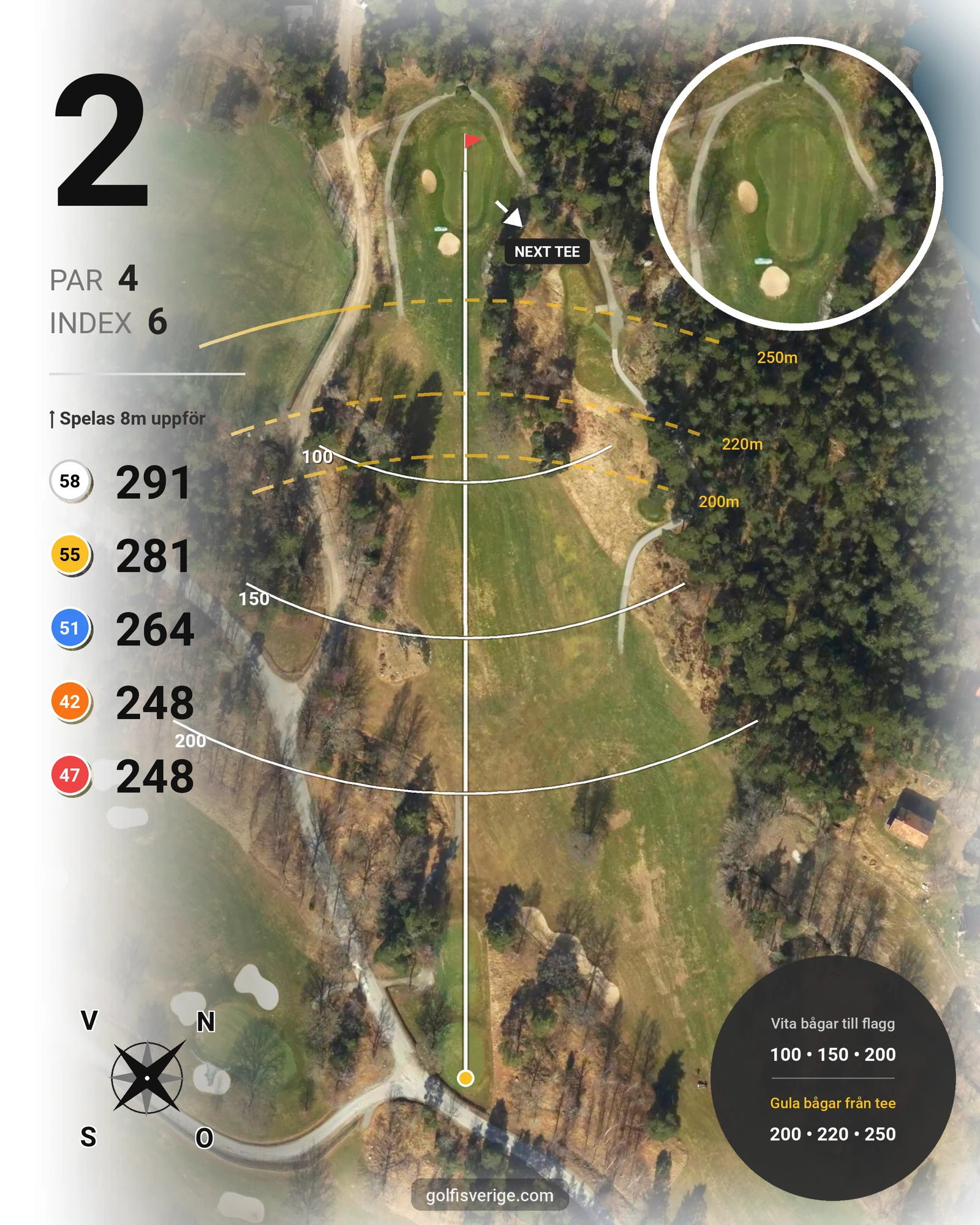 Banguide 18-hålsbanan på Wermdö Golf & Country Club - Hål 2 karta