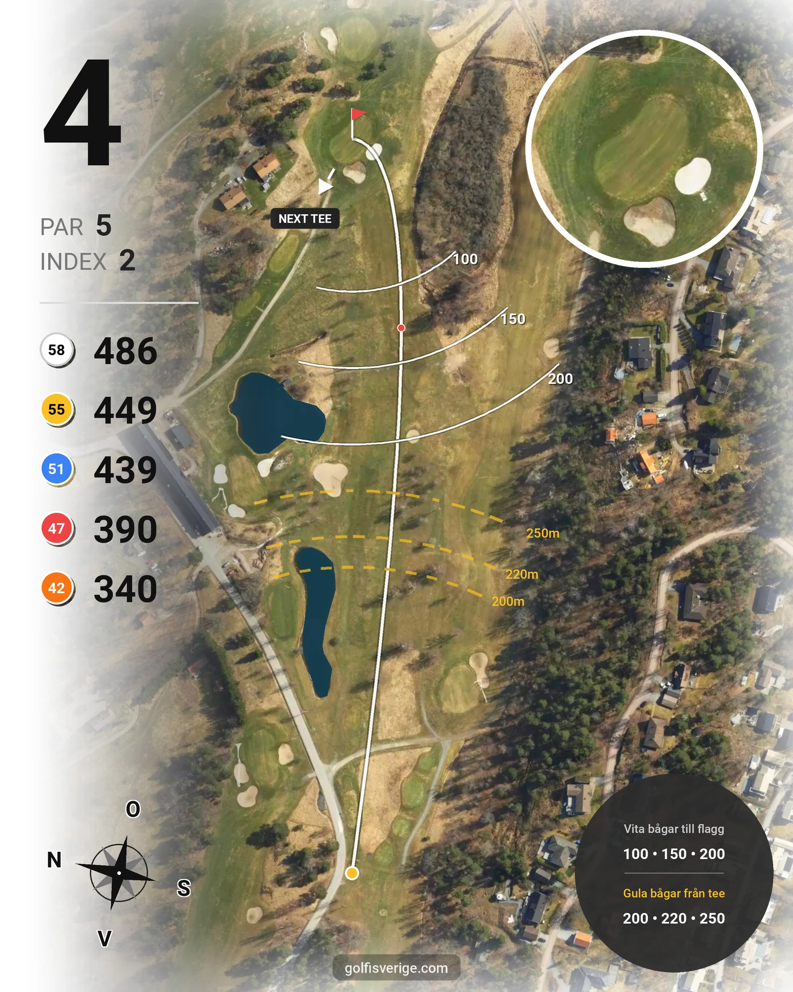 Banguide 18-hålsbanan på Wermdö Golf & Country Club - Hål 4 karta