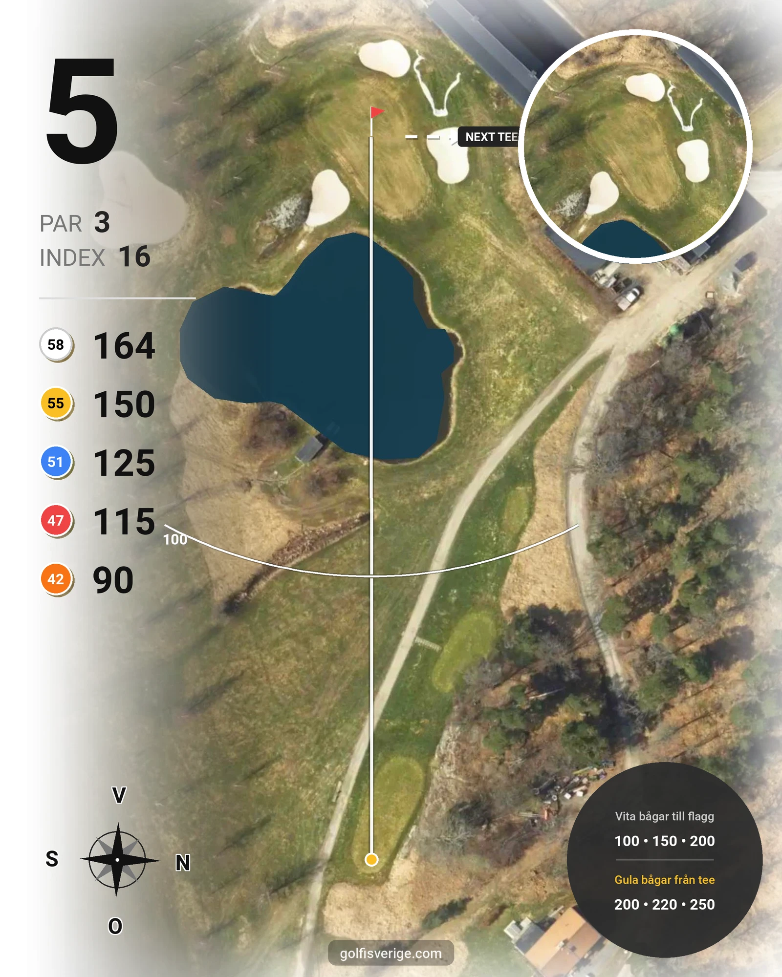 Banguide 18-hålsbanan på Wermdö Golf & Country Club - Hål 5 karta