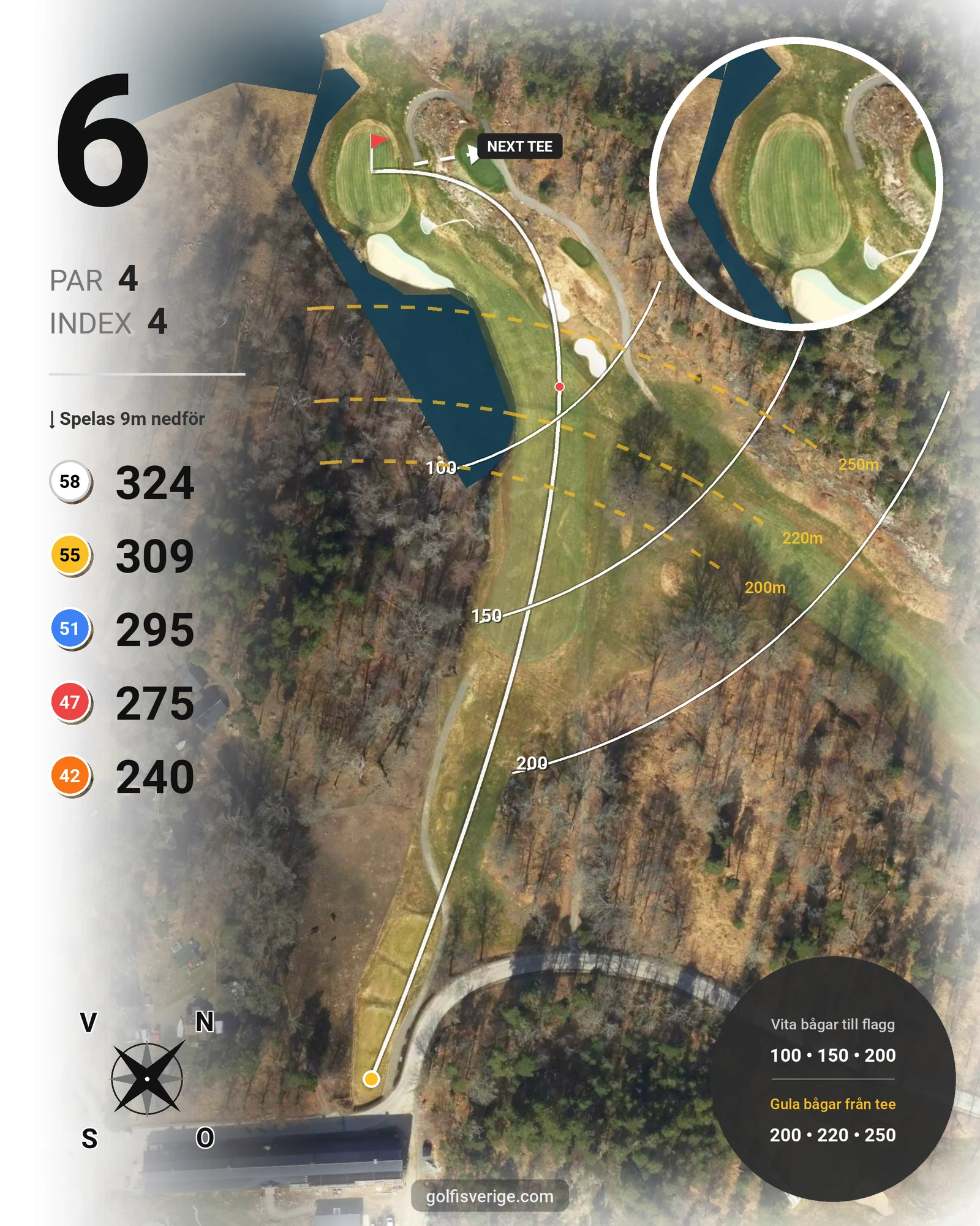 Banguide 18-hålsbanan på Wermdö Golf & Country Club - Hål 6 karta