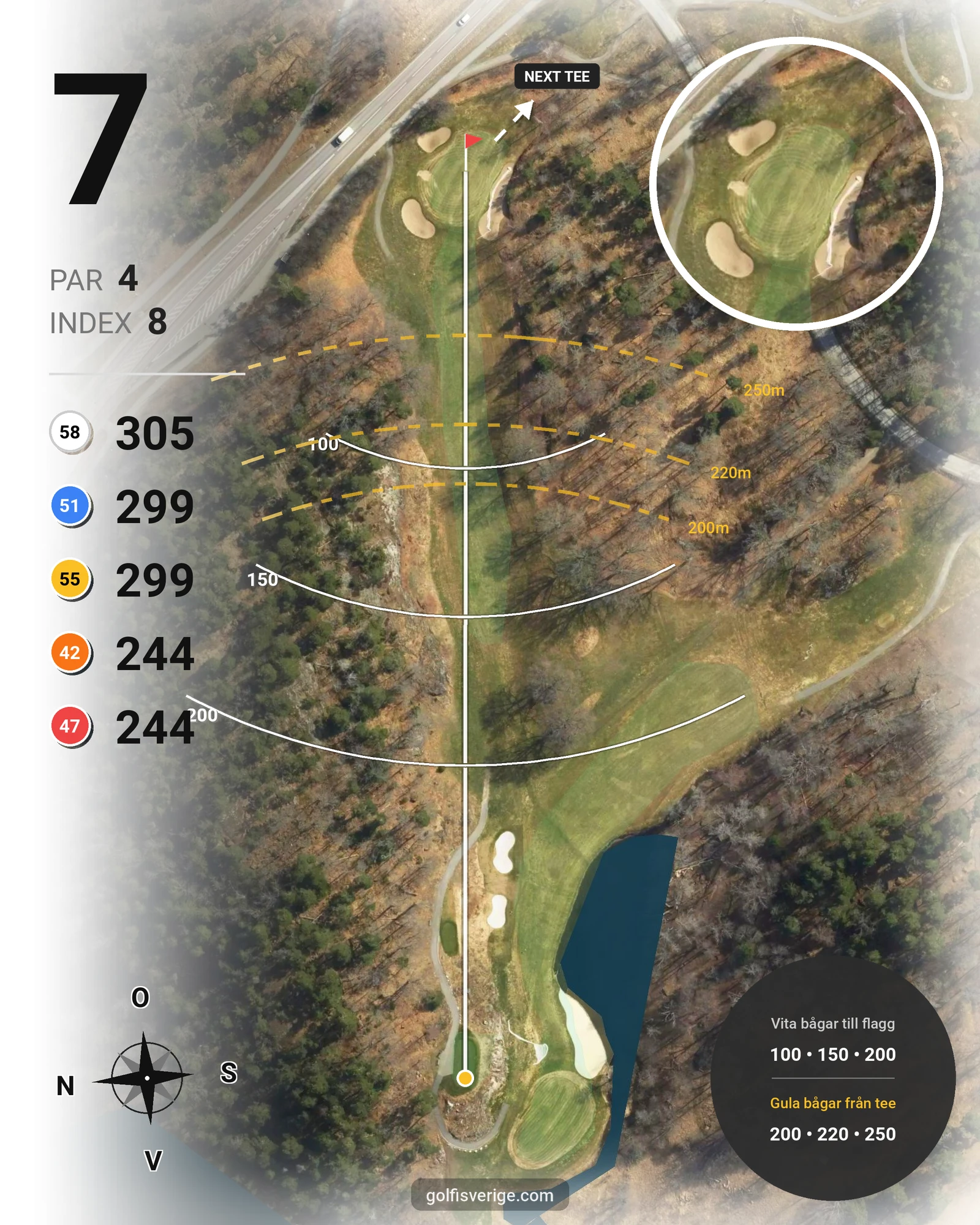 Banguide 18-hålsbanan på Wermdö Golf & Country Club - Hål 7 karta