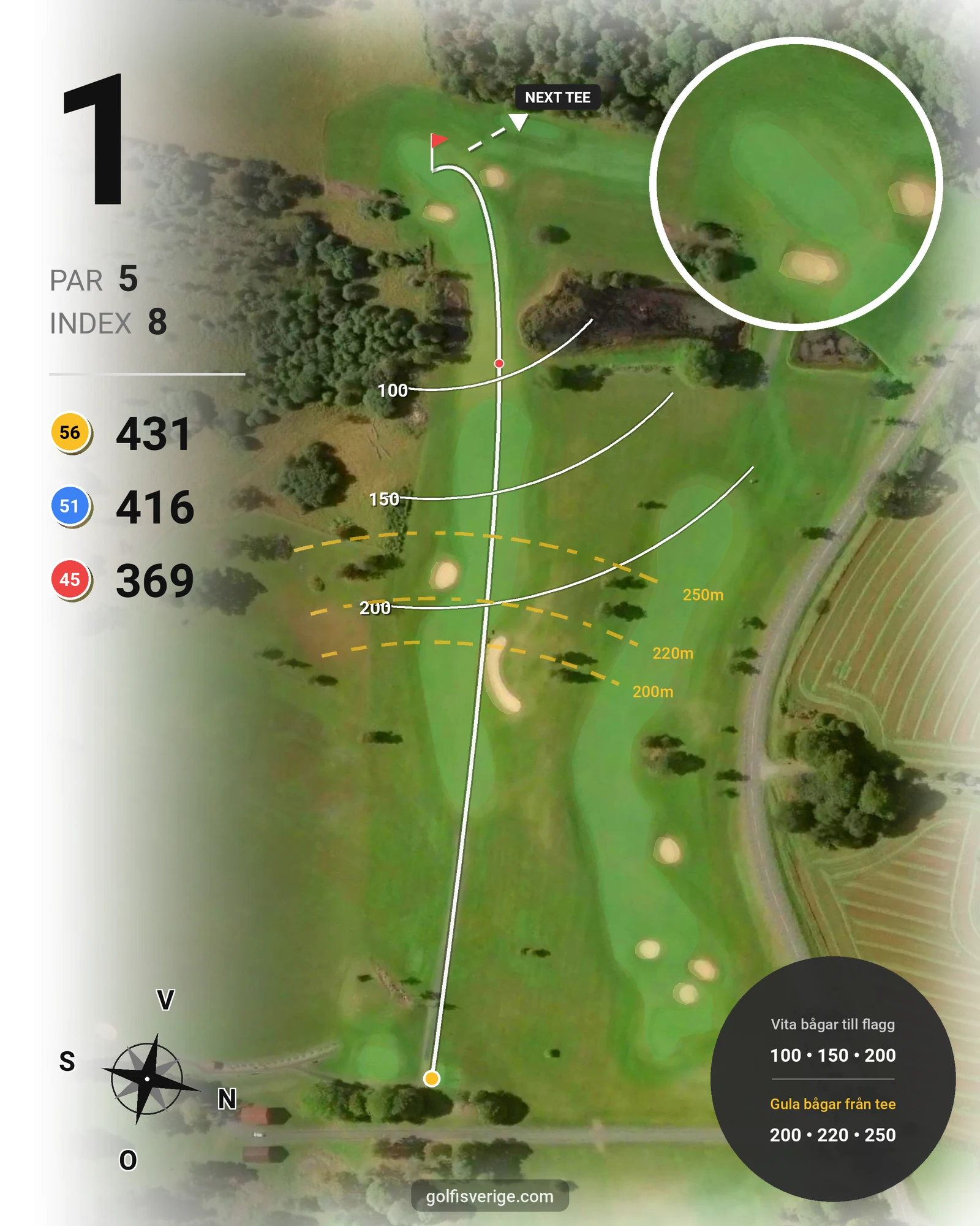 Banguide Wiredaholm på Wiredaholm Golf & Konferens - Hål 1 karta