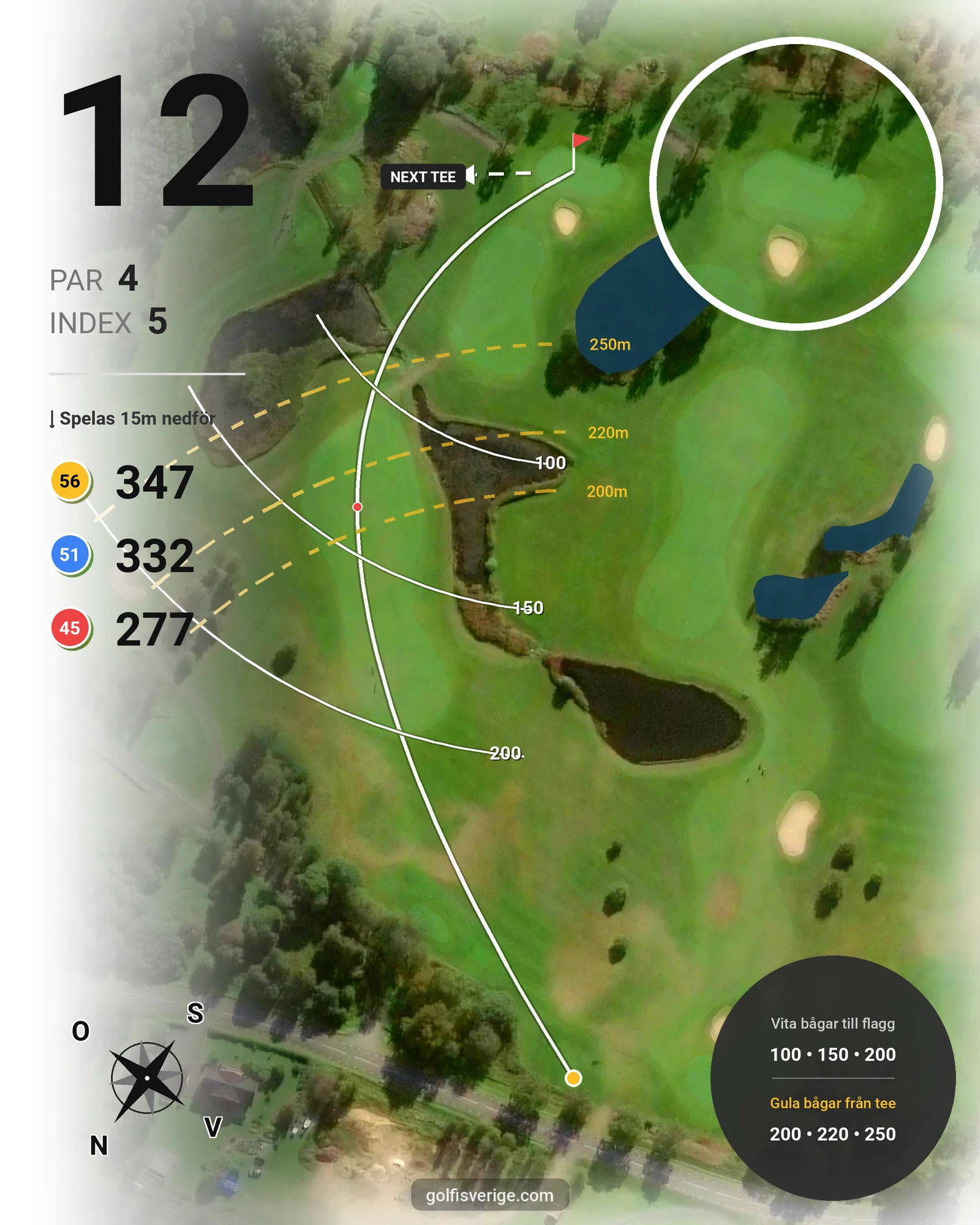 Banguide Wiredaholm på Wiredaholm Golf & Konferens - Hål 12 karta