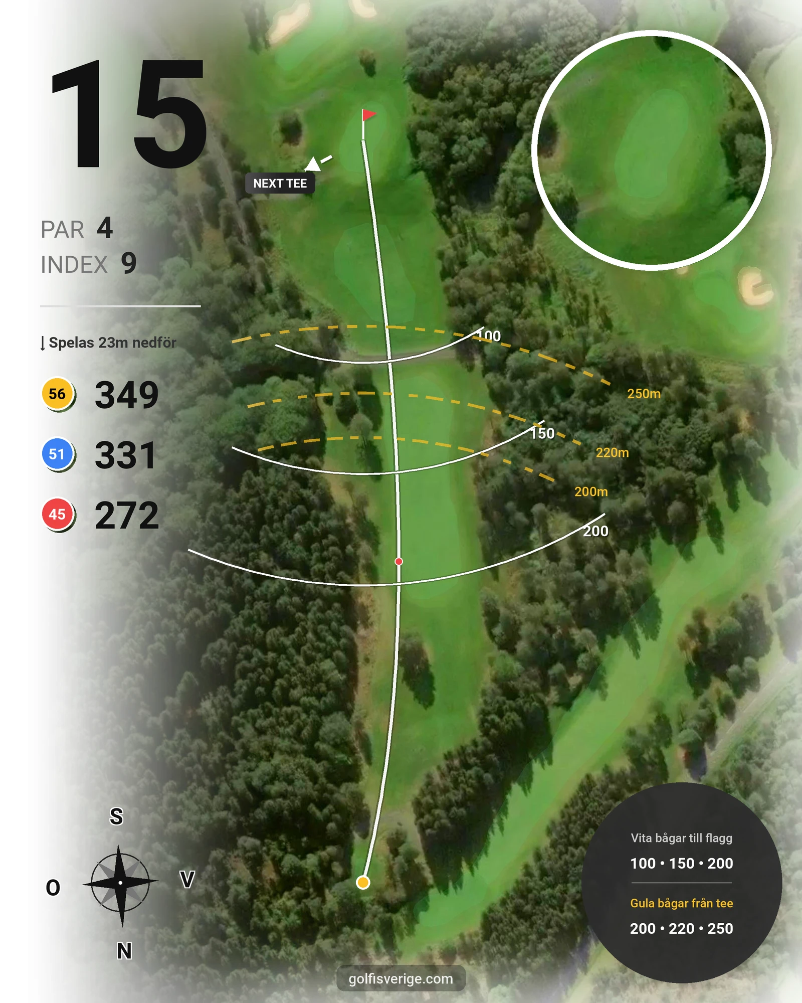 Banguide Wiredaholm på Wiredaholm Golf & Konferens - Hål 15 karta
