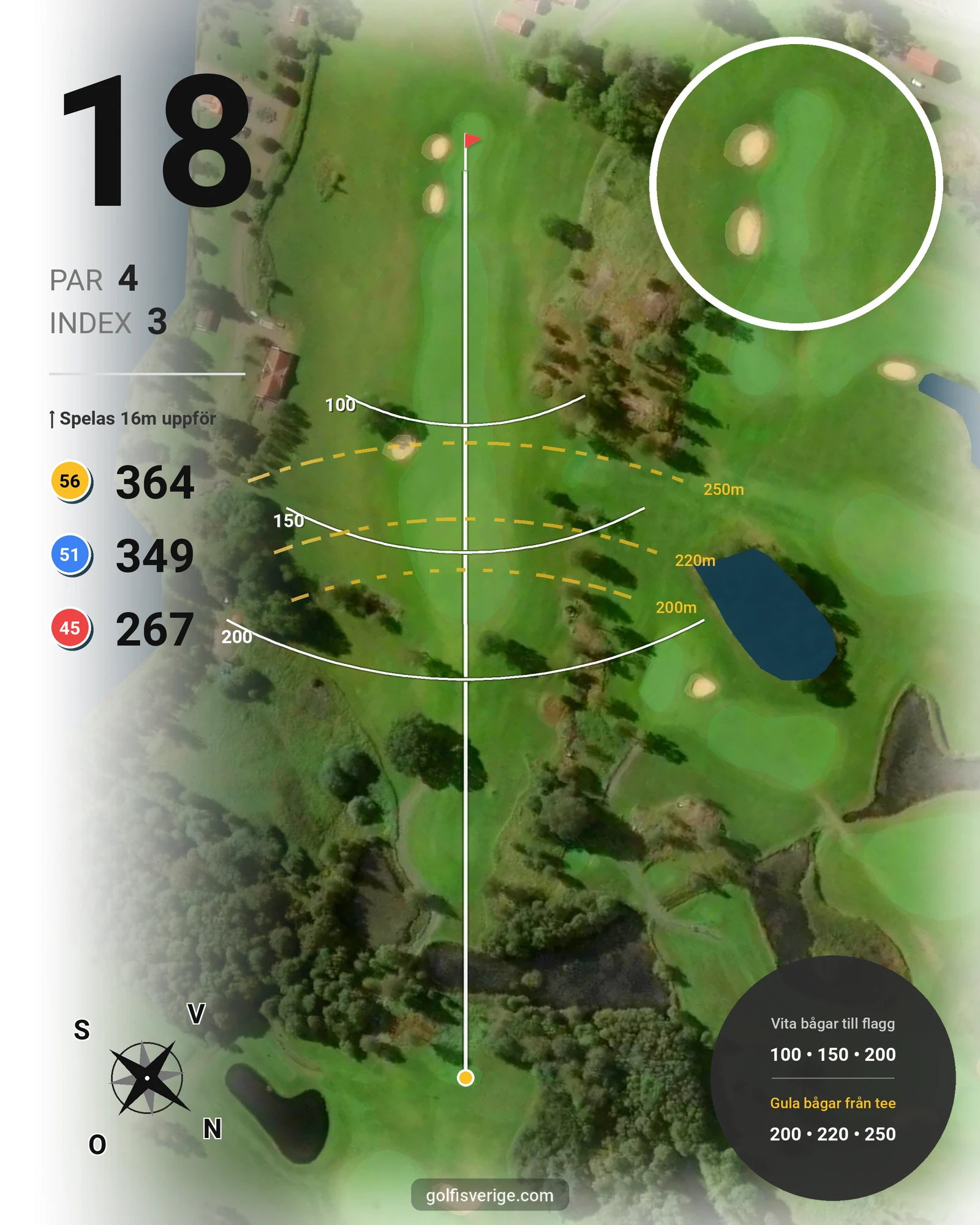 Banguide Wiredaholm på Wiredaholm Golf & Konferens - Hål 18 karta