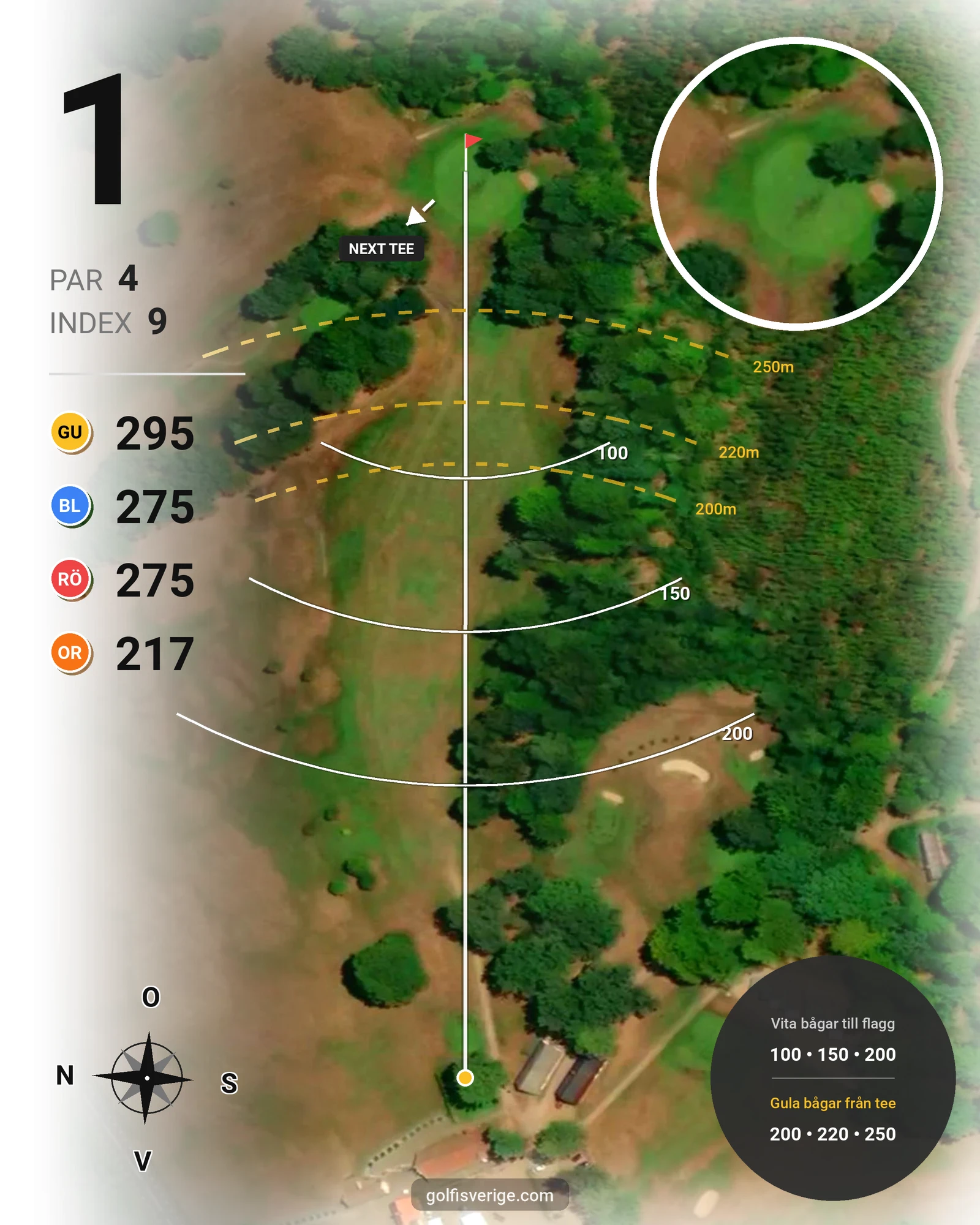Banguide Wittsjö Golfklubb på Wittsjö Golfklubb - Hål 1 karta