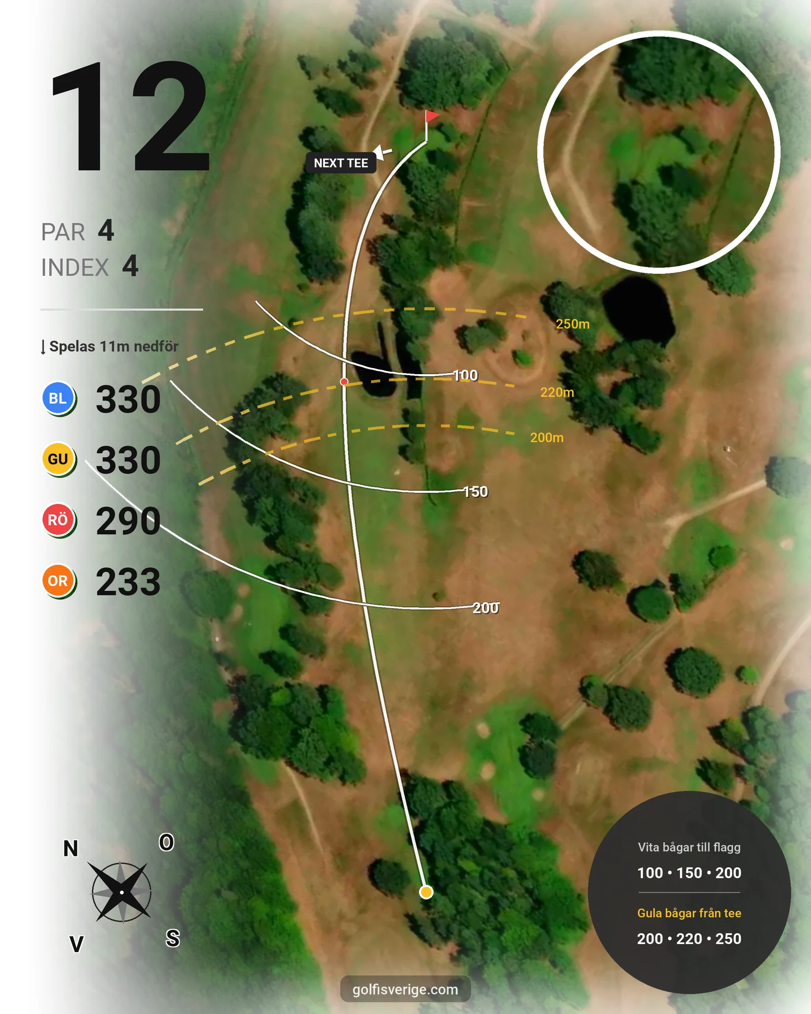 Banguide Wittsjö Golfklubb på Wittsjö Golfklubb - Hål 12 karta