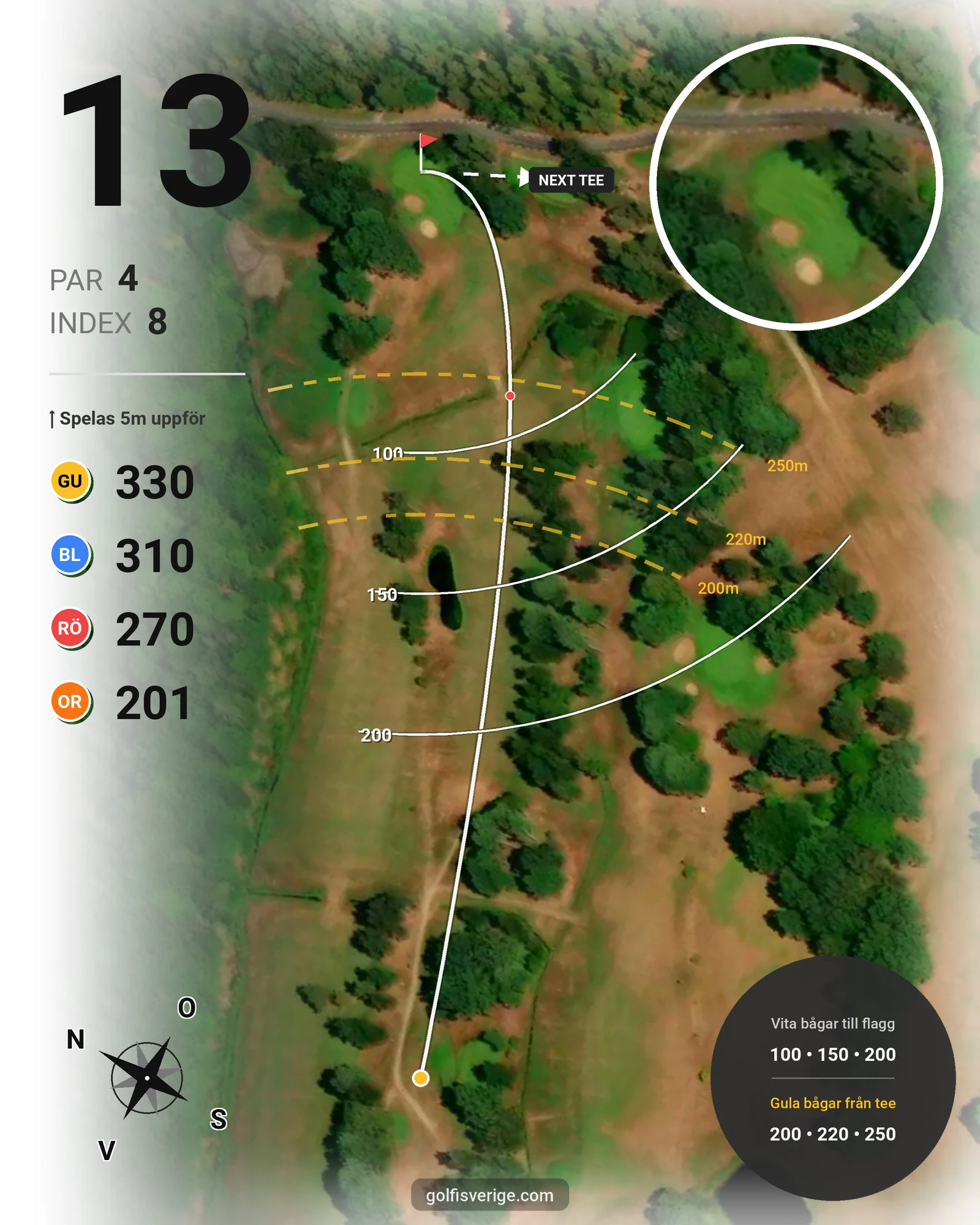 Banguide Wittsjö Golfklubb på Wittsjö Golfklubb - Hål 13 karta