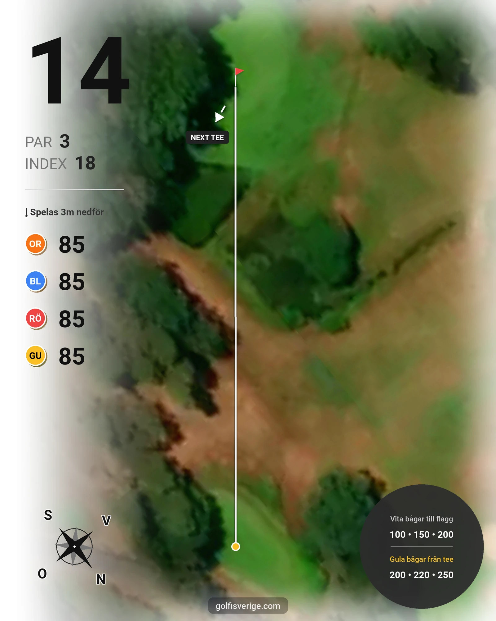 Banguide Wittsjö Golfklubb på Wittsjö Golfklubb - Hål 14 karta