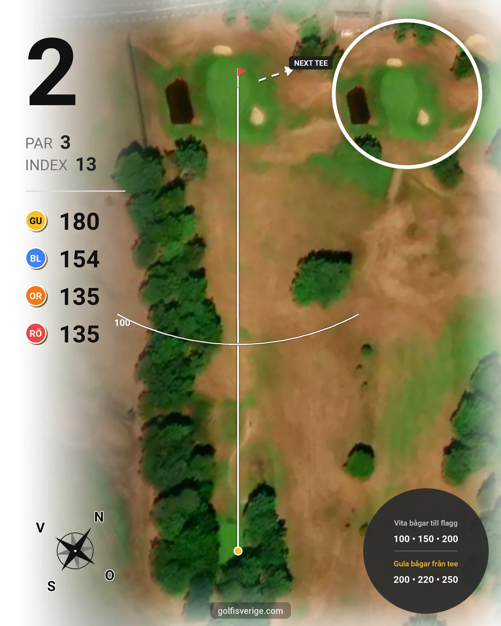 Banguide Wittsjö Golfklubb på Wittsjö Golfklubb - Hål 2 karta