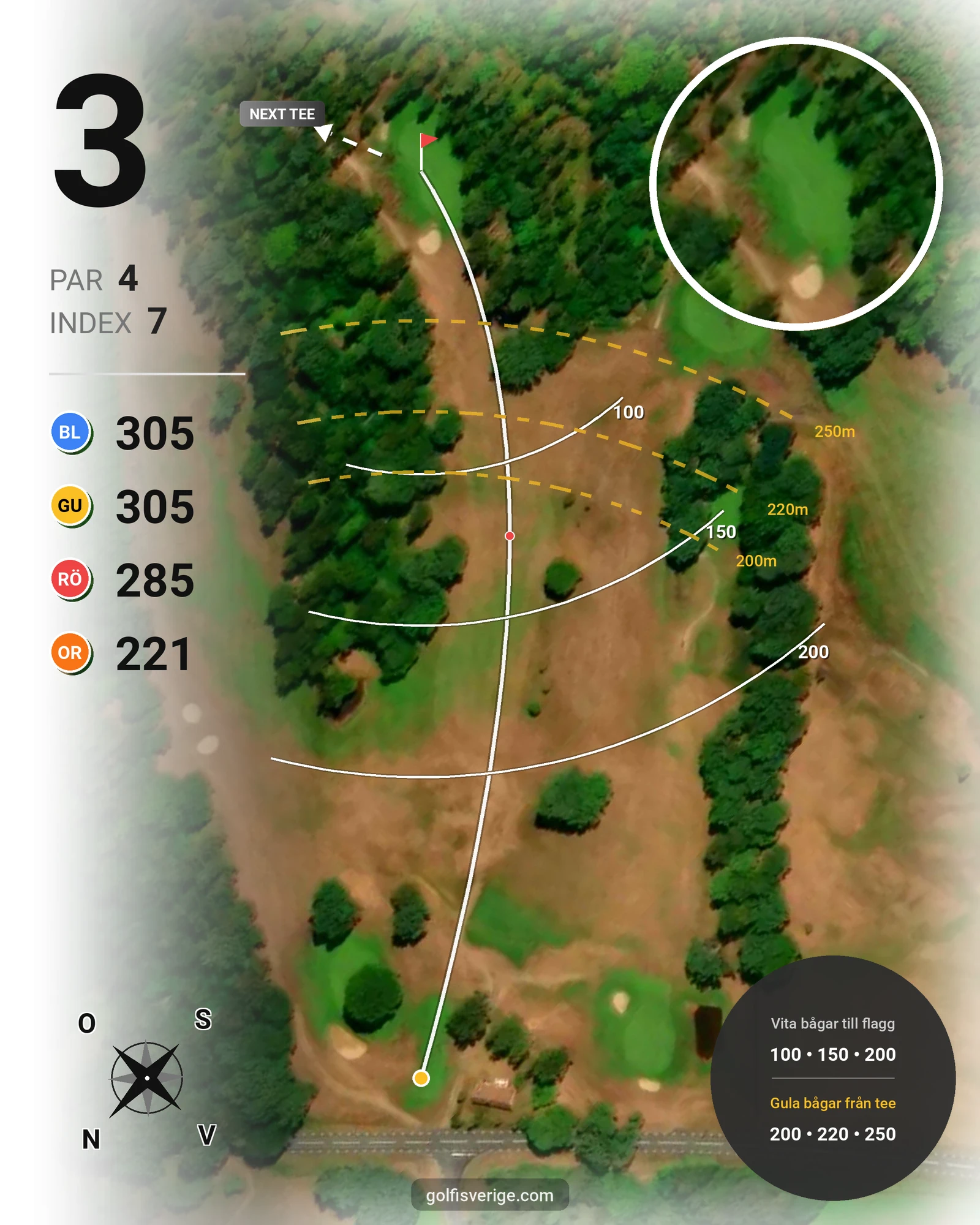 Banguide Wittsjö Golfklubb på Wittsjö Golfklubb - Hål 3 karta
