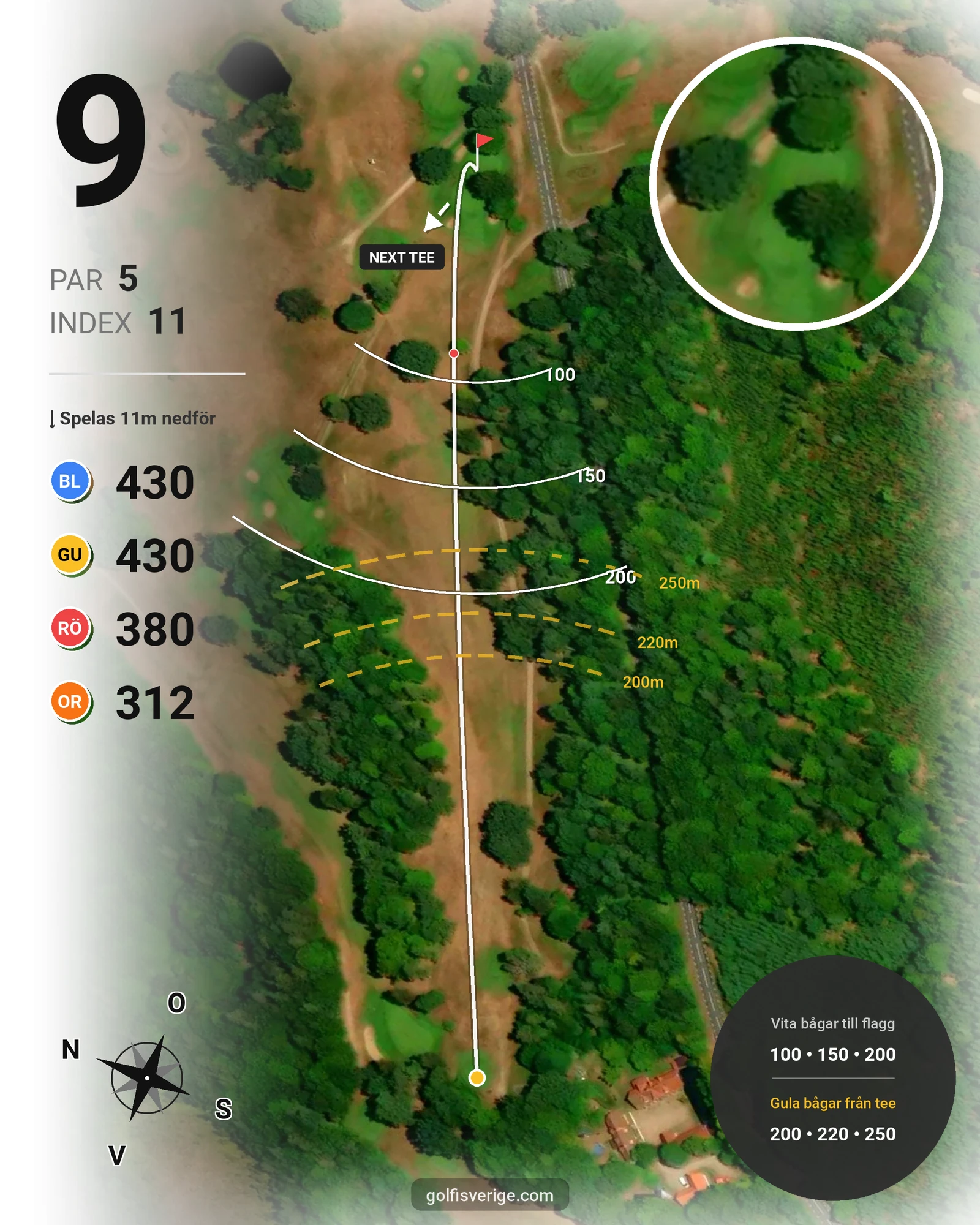Banguide Wittsjö Golfklubb på Wittsjö Golfklubb - Hål 9 karta