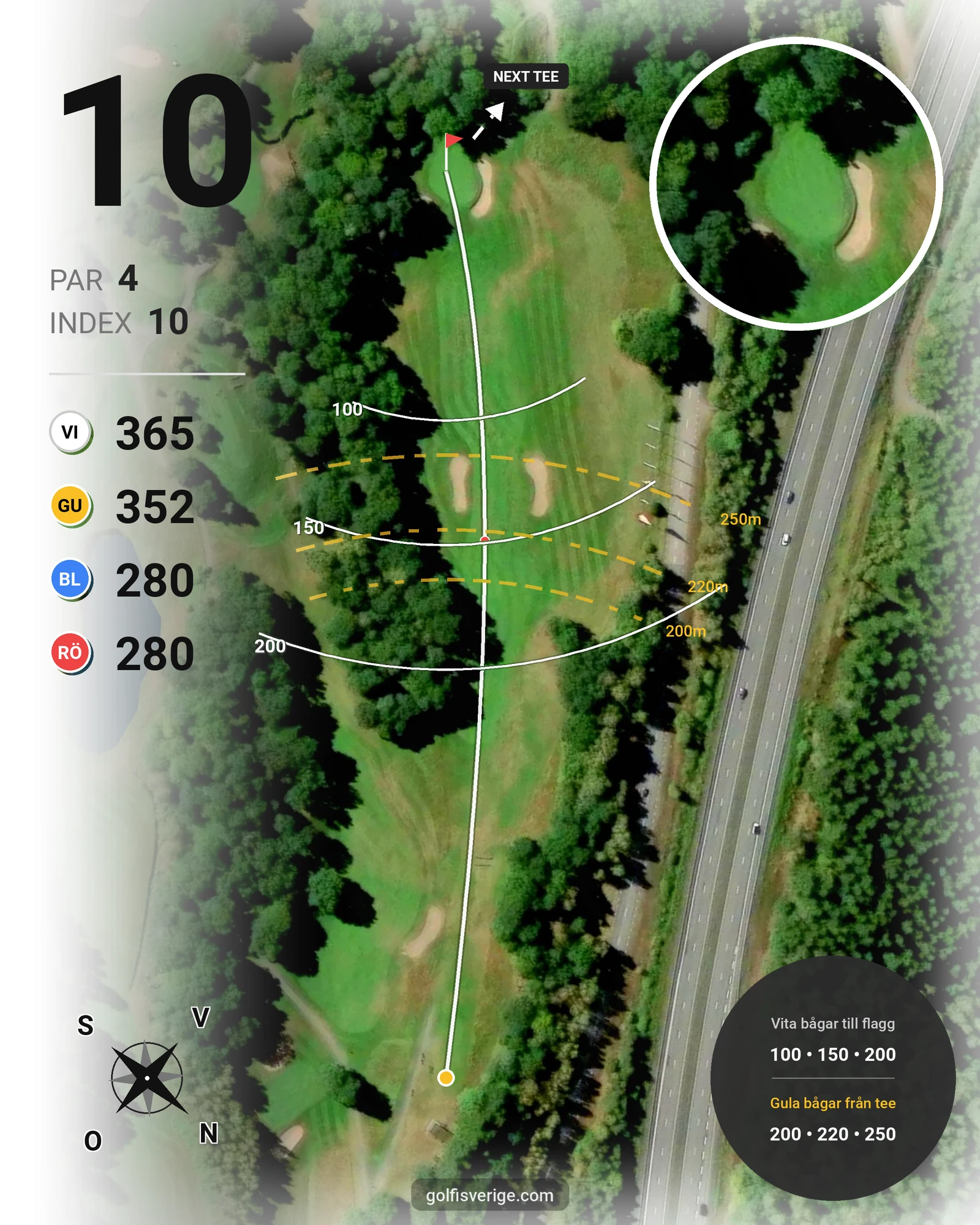 Banguide 18 hål på Woodlands Golf & Country Club - Hål 10 karta
