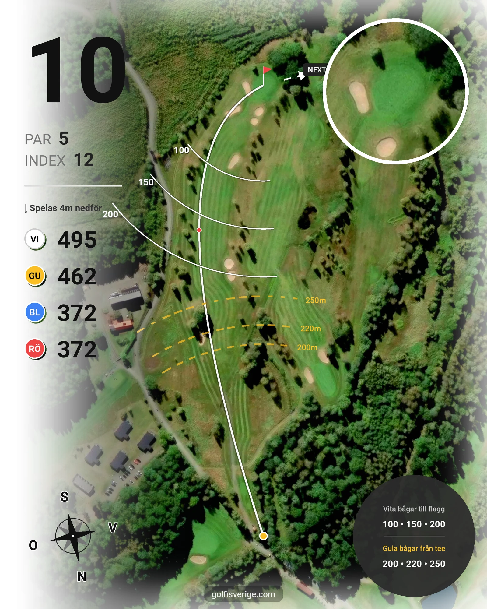 Banguide 9 hål på Woodlands Golf & Country Club - Hål 10 karta
